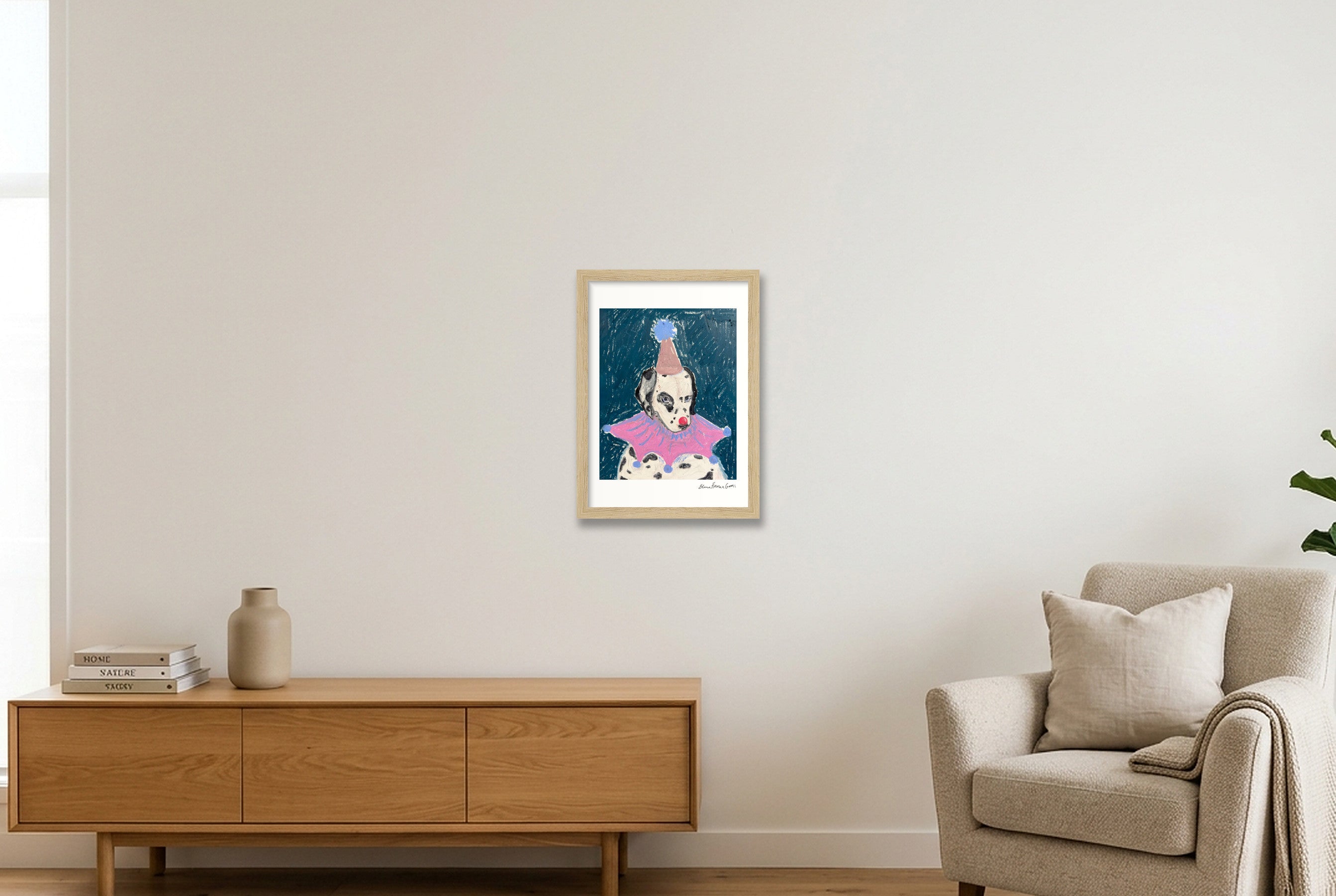dalmation baby — A4 (21×30cm, 8×12") Oak Frame