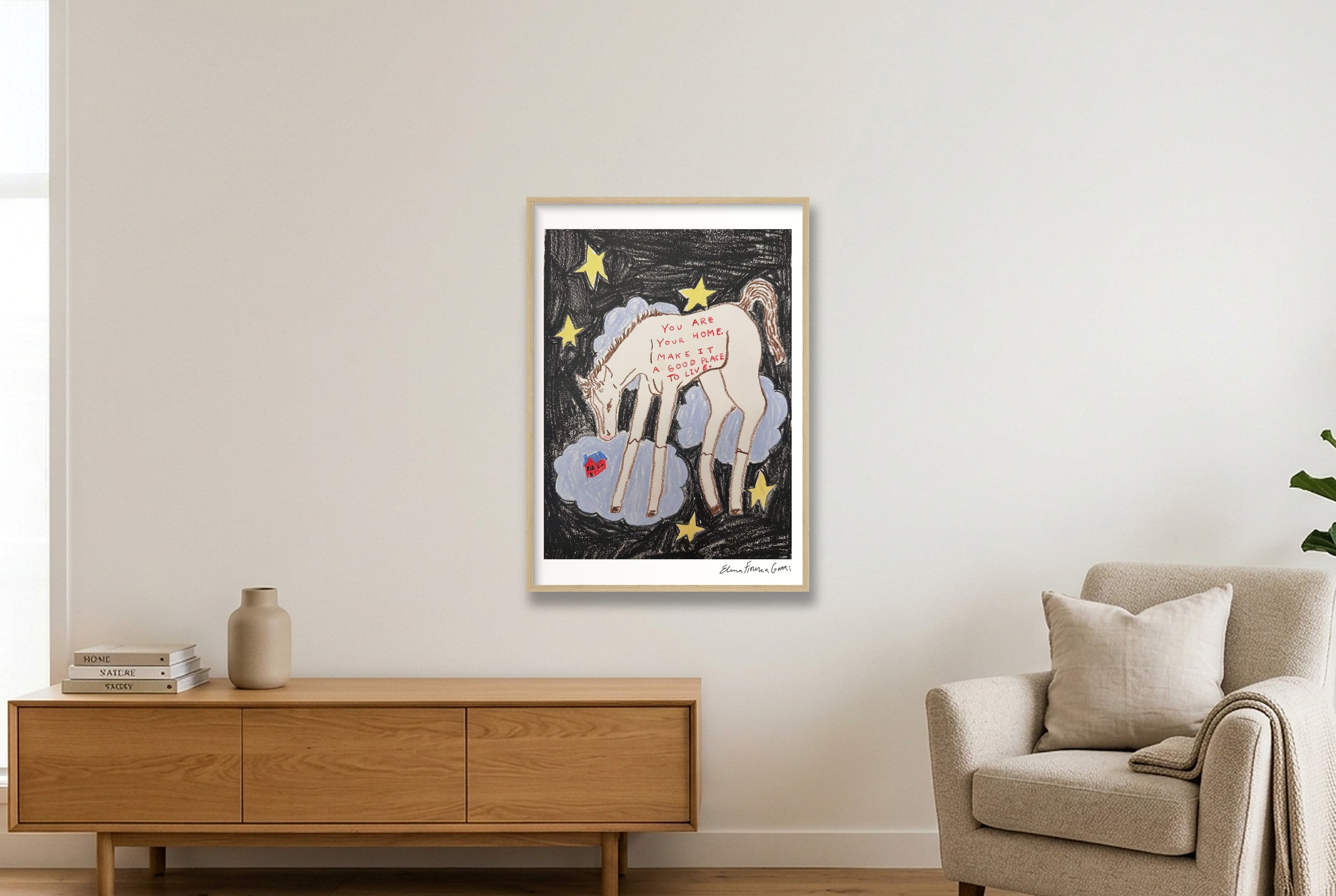 a good place to live — A1 (59×84cm, 23×33") Oak Frame