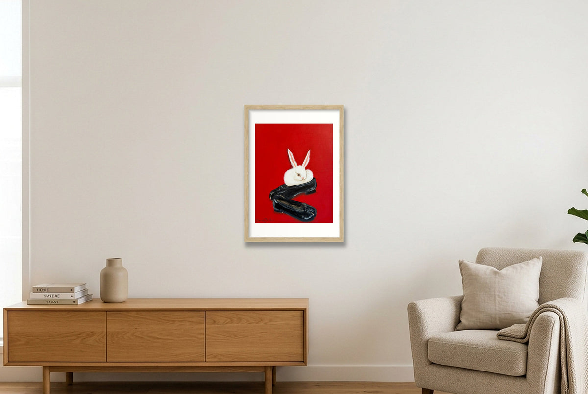 dust bunny in tabis — A3 (30×42cm, 12×17") Oak Frame