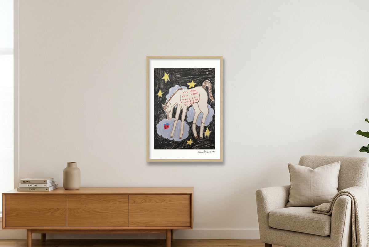 a good place to live — A2 (42×59cm, 17×23") Oak Frame