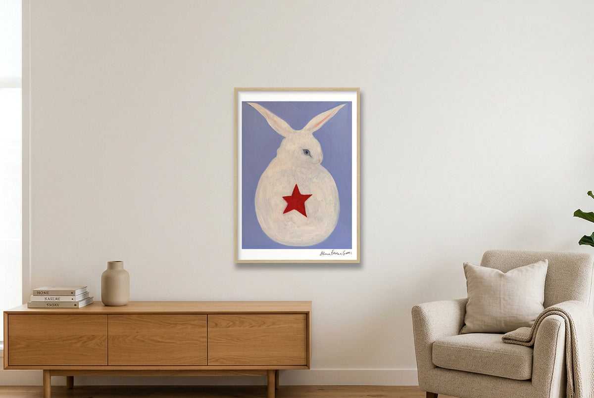 red star bun — A1 (59×84cm, 23×33") Oak Frame