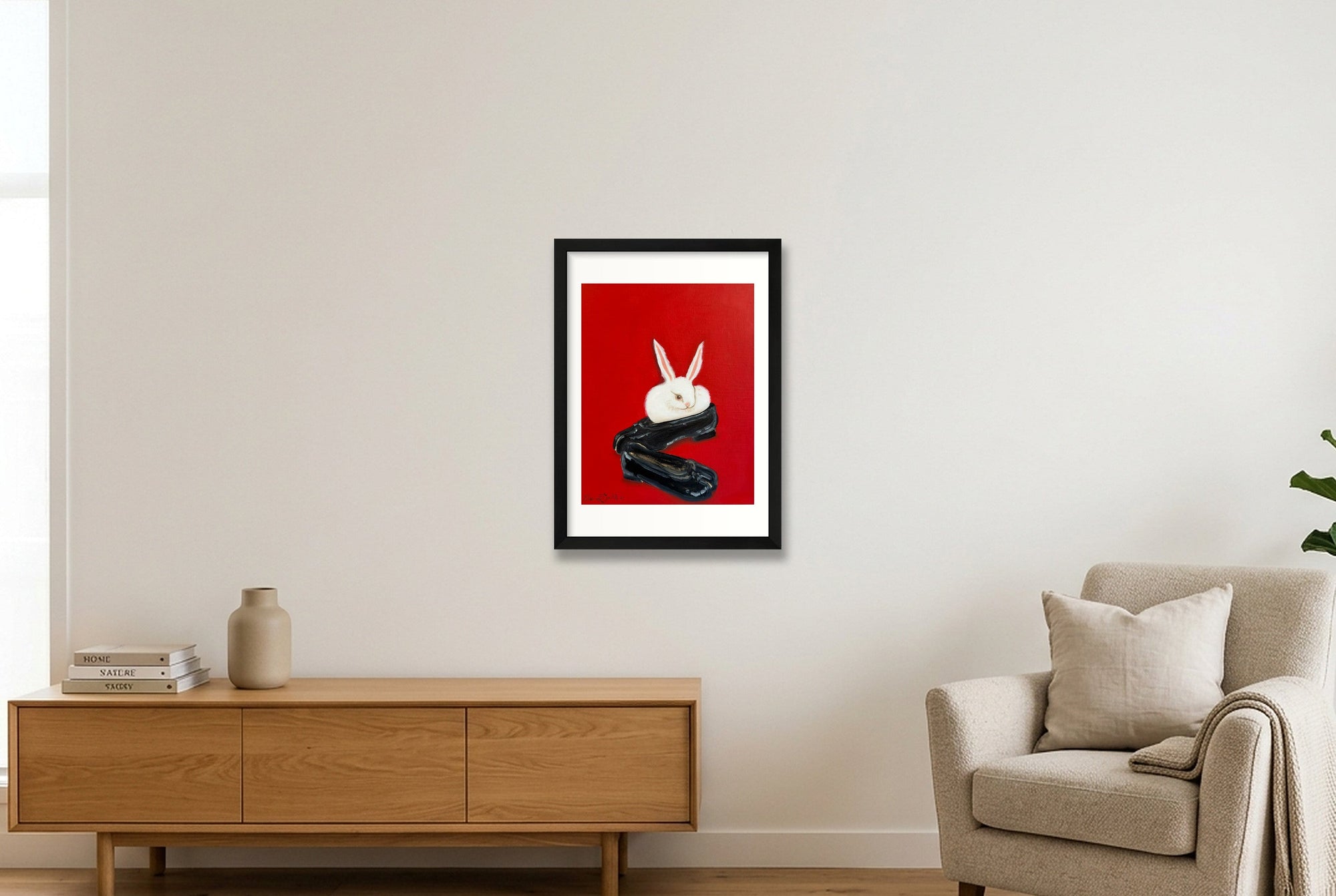 dust bunny in tabis — A3 (30×42cm, 12×17") Black Frame