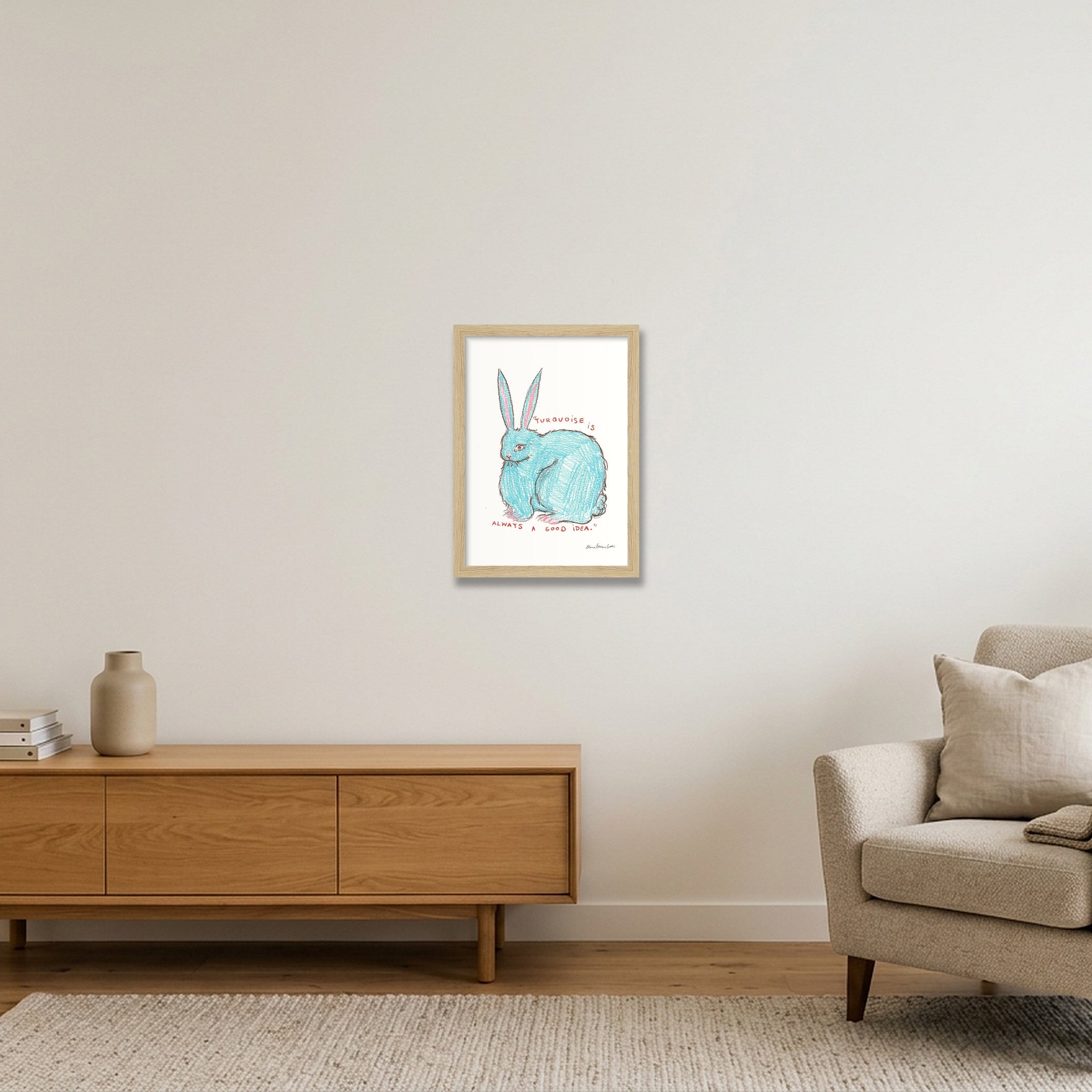 turquoise bun — A4 (21×30cm, 8×12") Oak Frame