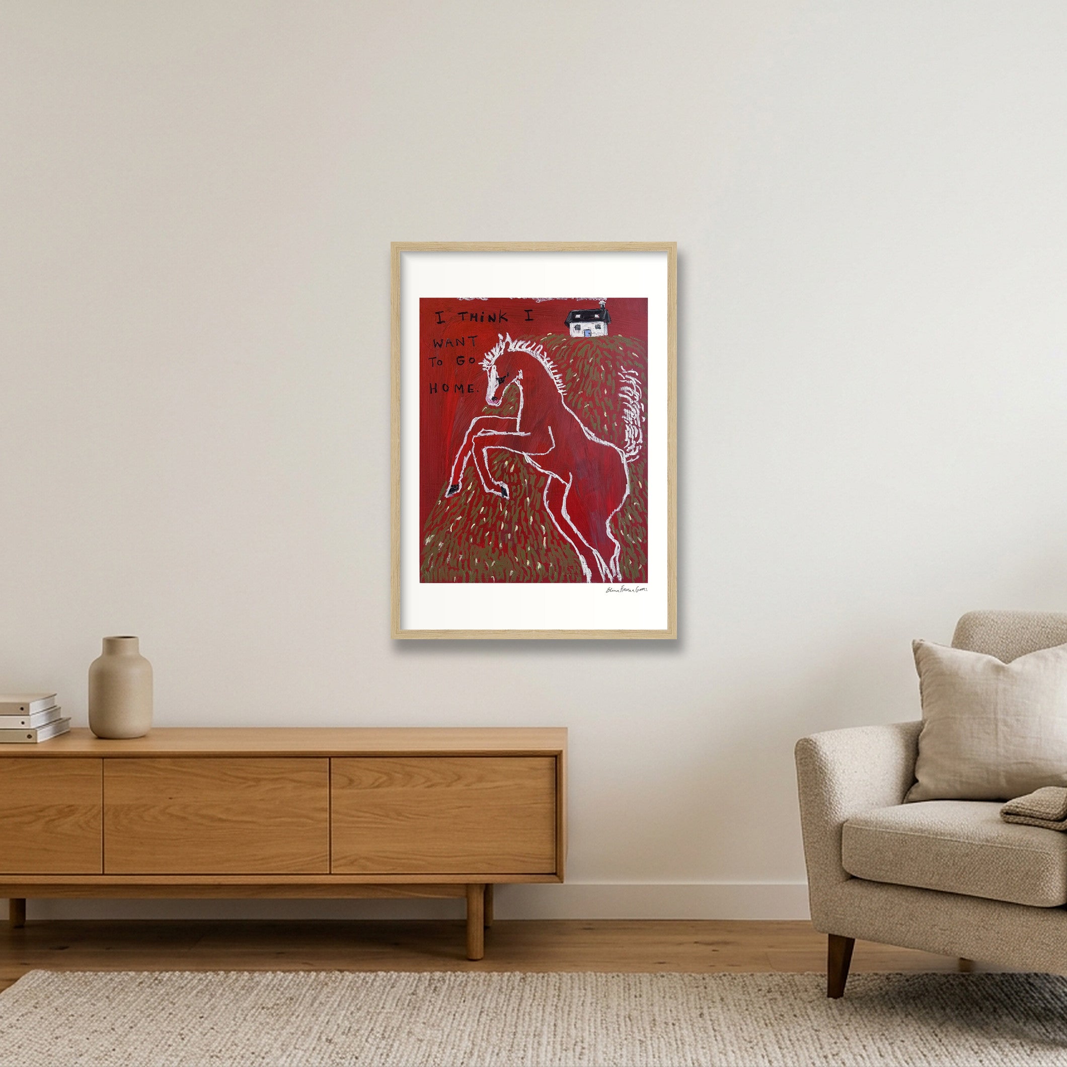 i want to go home — A2 (42×59cm, 17×23") Oak Frame