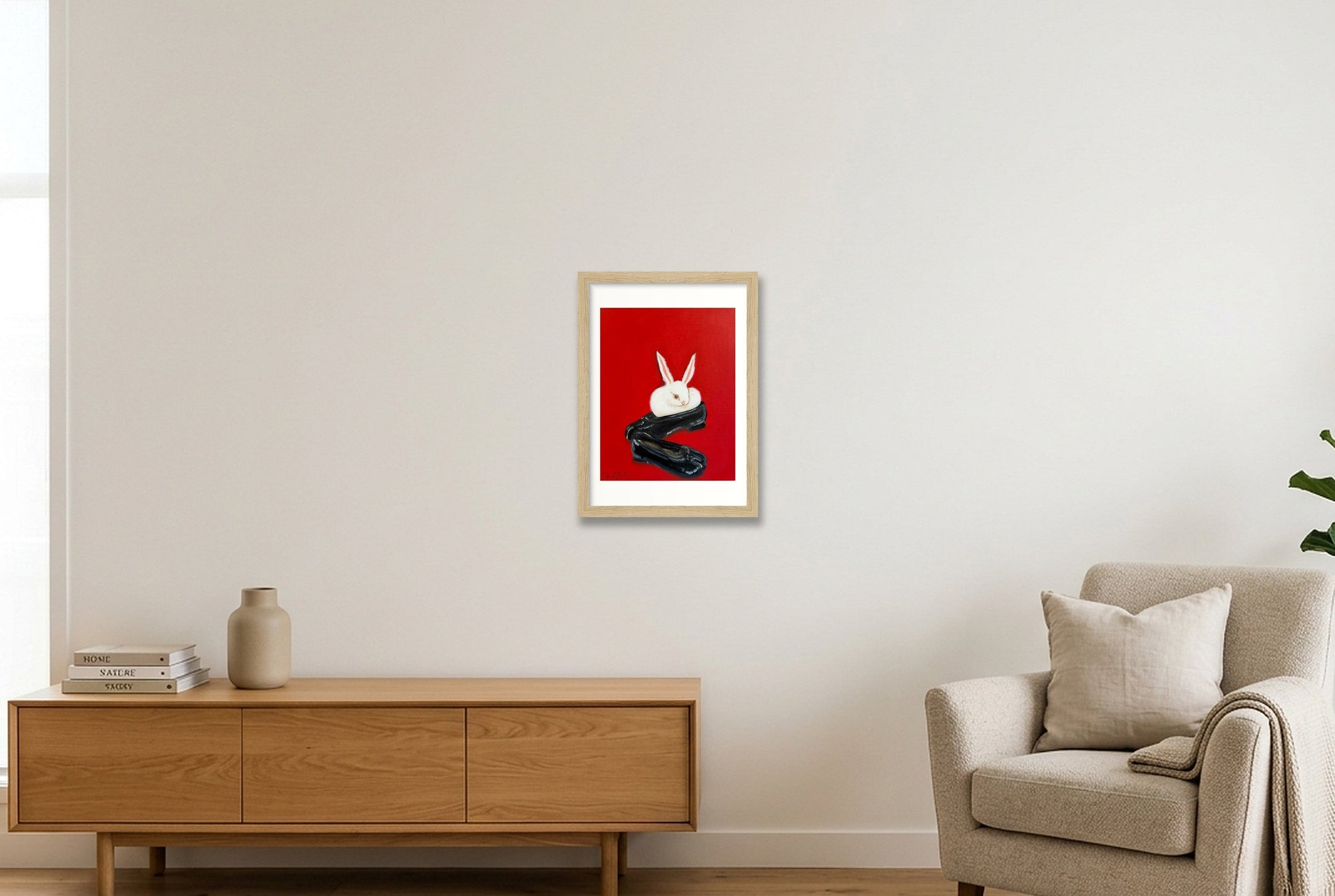 dust bunny in tabis — A4 (21×30cm, 8×12") Oak Frame