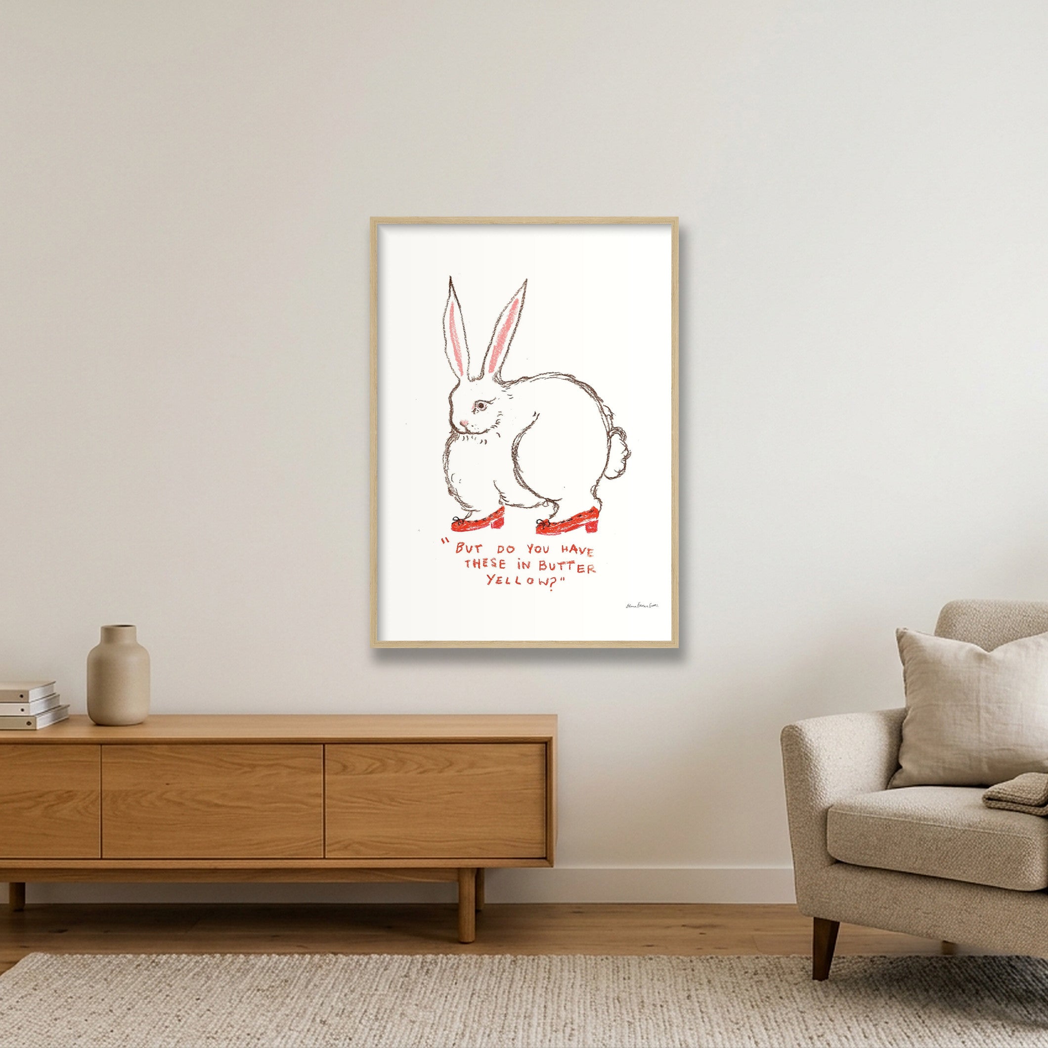 butter yellow bun — A1 (59×84cm, 23×33") Oak Frame