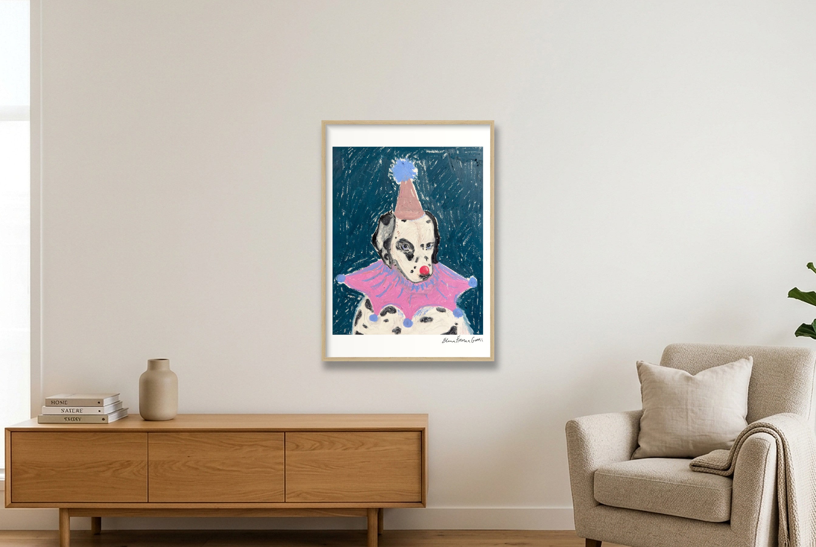 dalmation baby — A1 (59×84cm, 23×33") Oak Frame