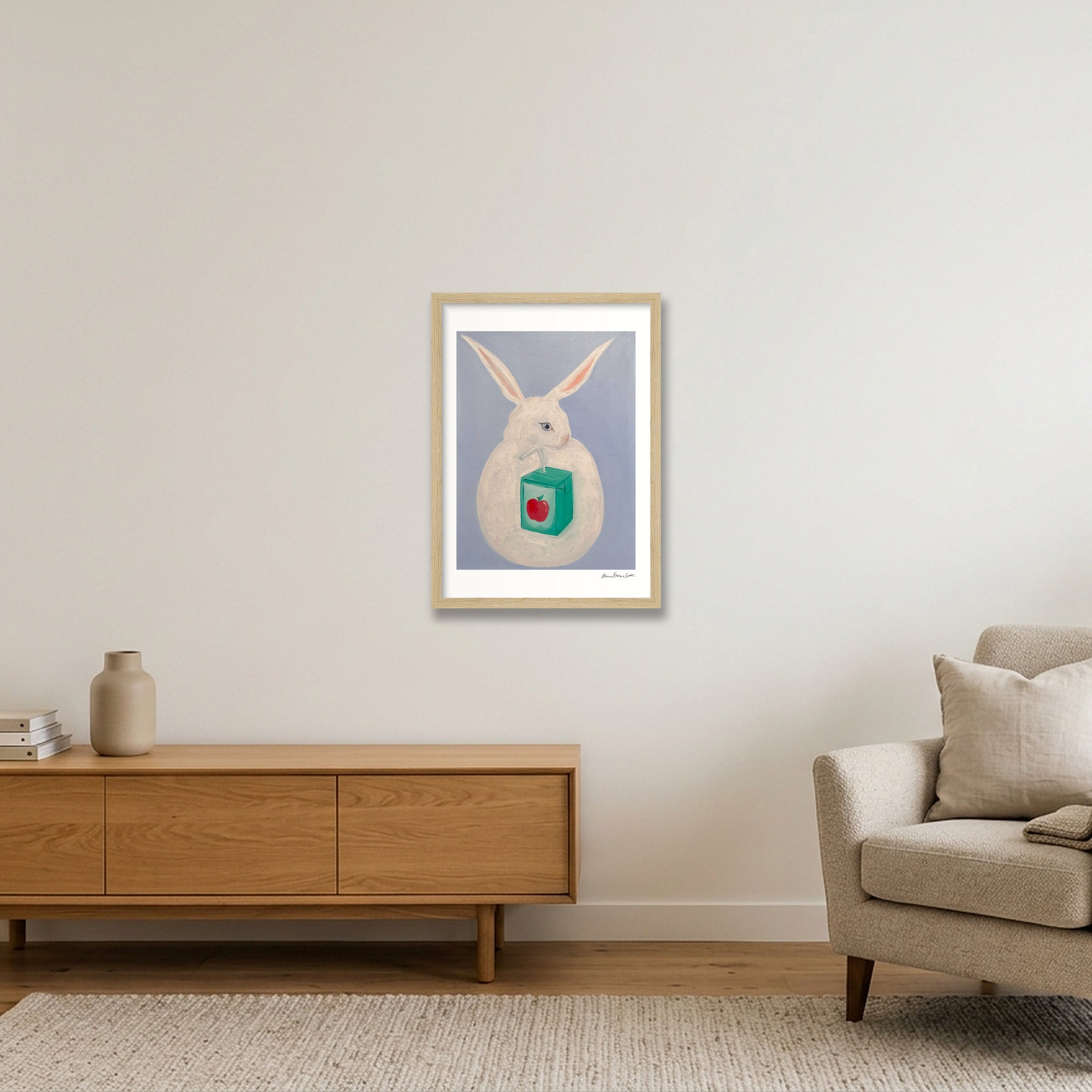 juice box bun — A3 (30×42cm, 12×17") Oak Frame