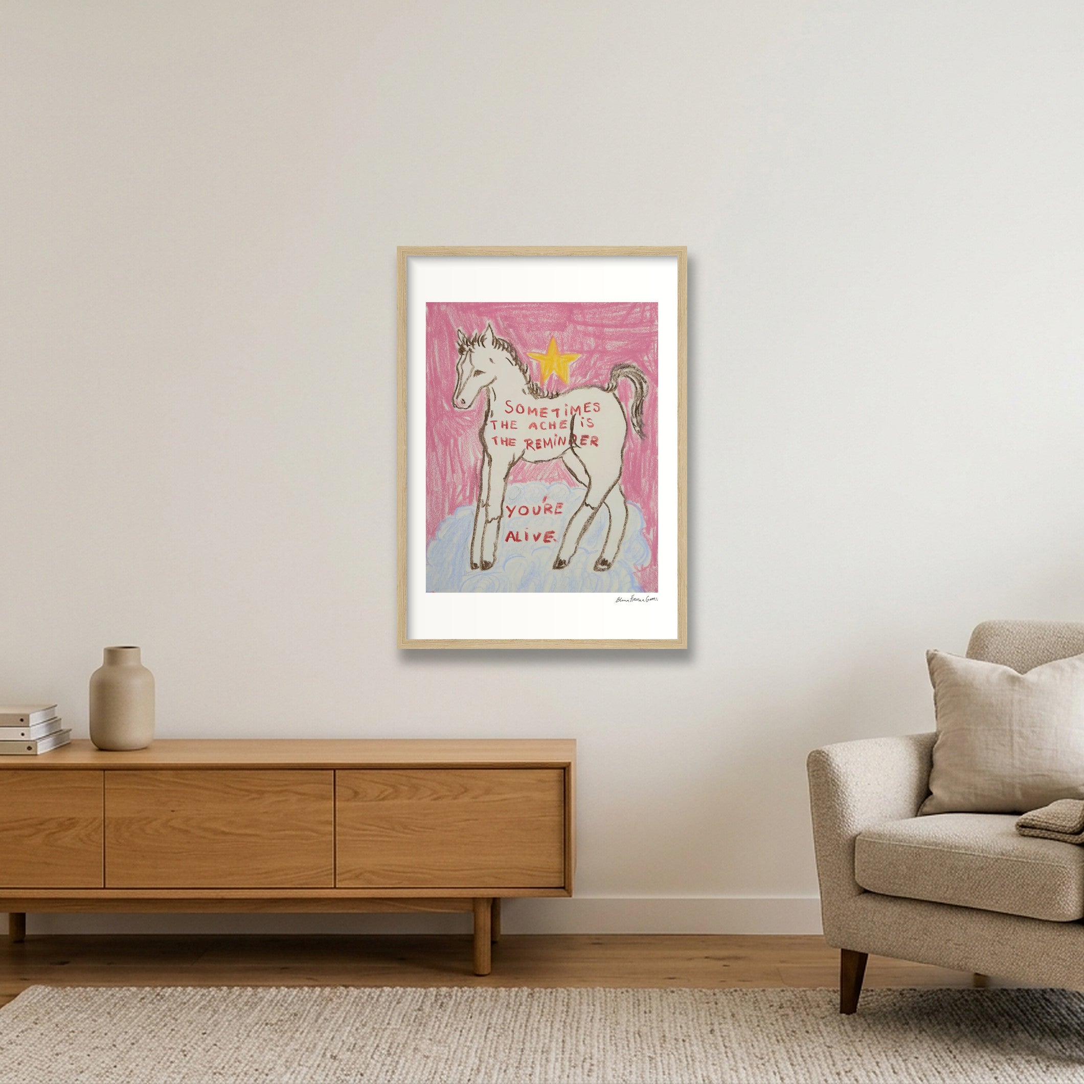 the ache — A2 (42×59cm, 17×23") Oak Frame