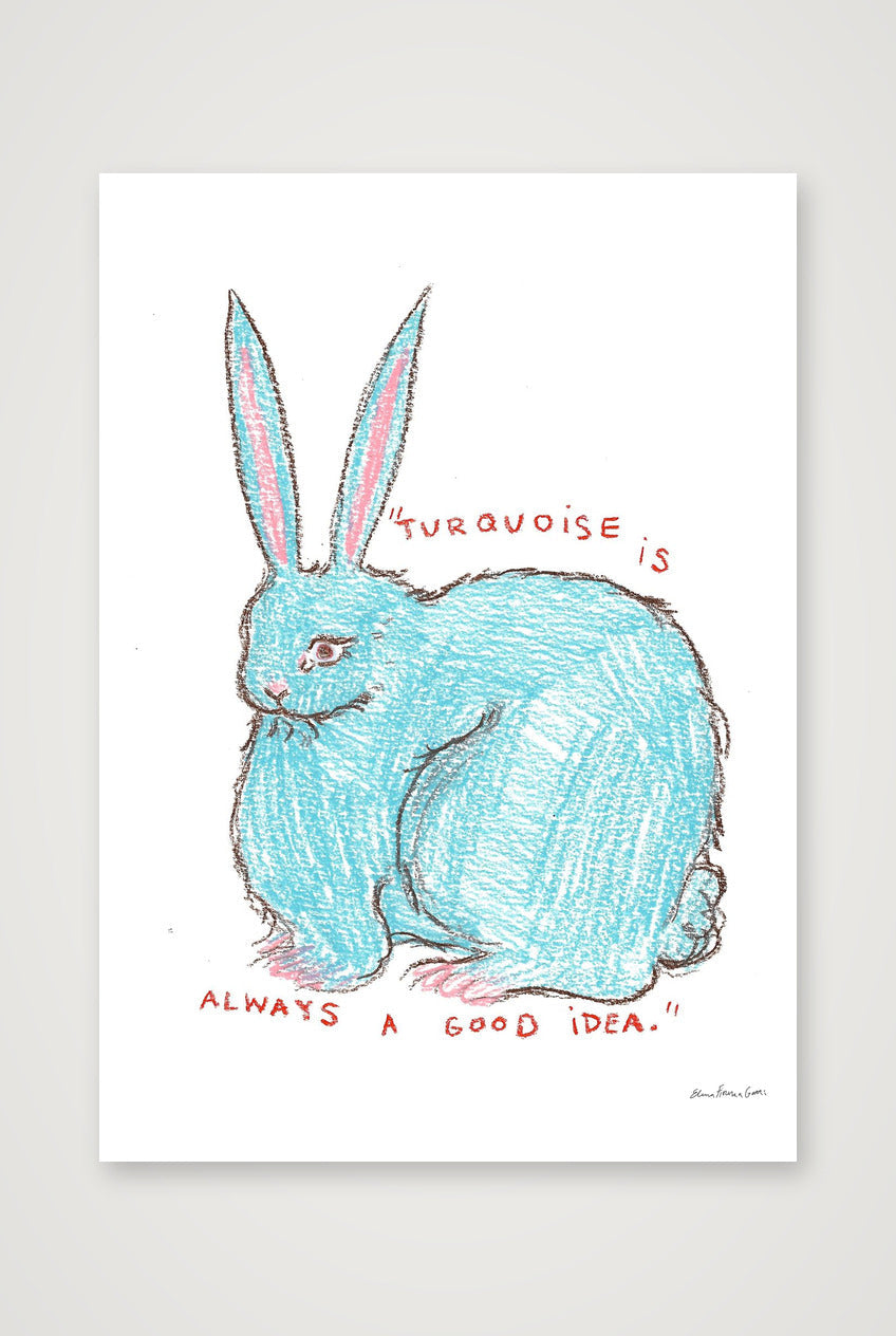 turquoise bun — A1 (59×84cm, 23×33") Print only