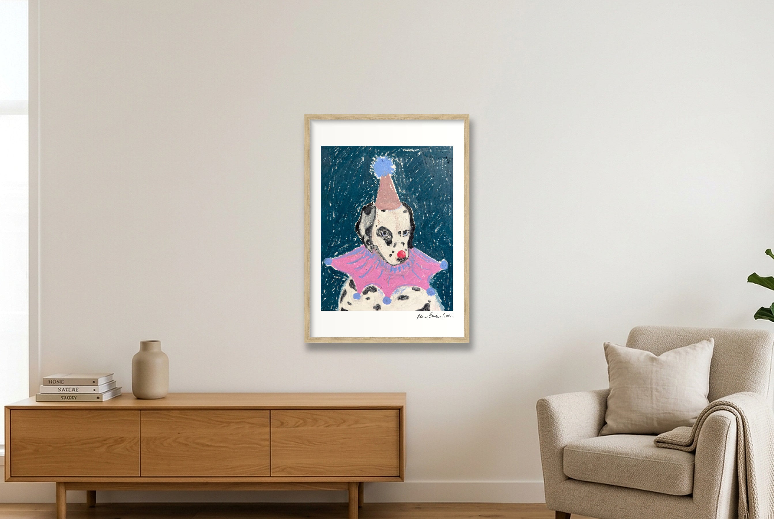 dalmation baby — A2 (42×59cm, 17×23") Oak Frame