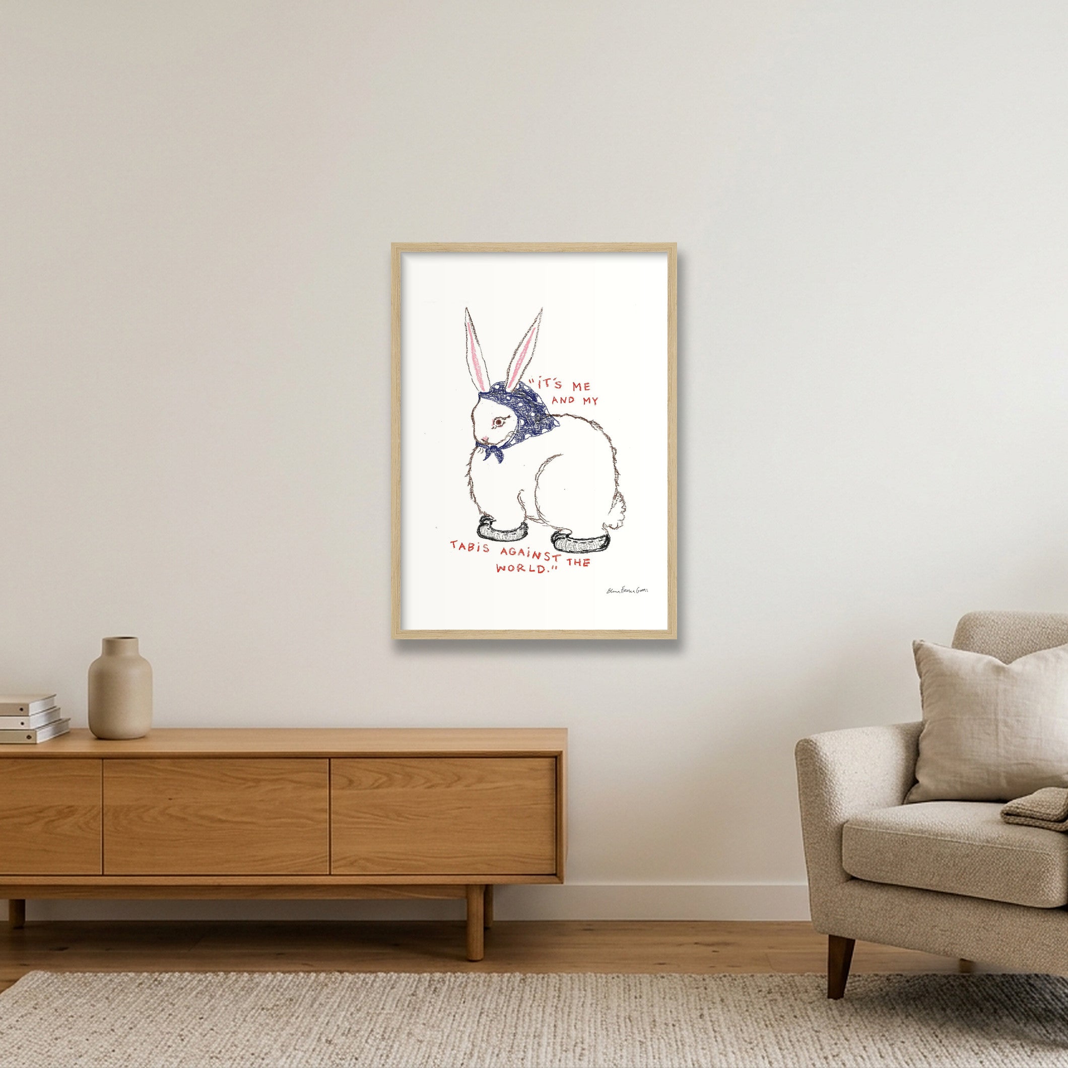 tabis bun — A2 (42×59cm, 17×23") Oak Frame