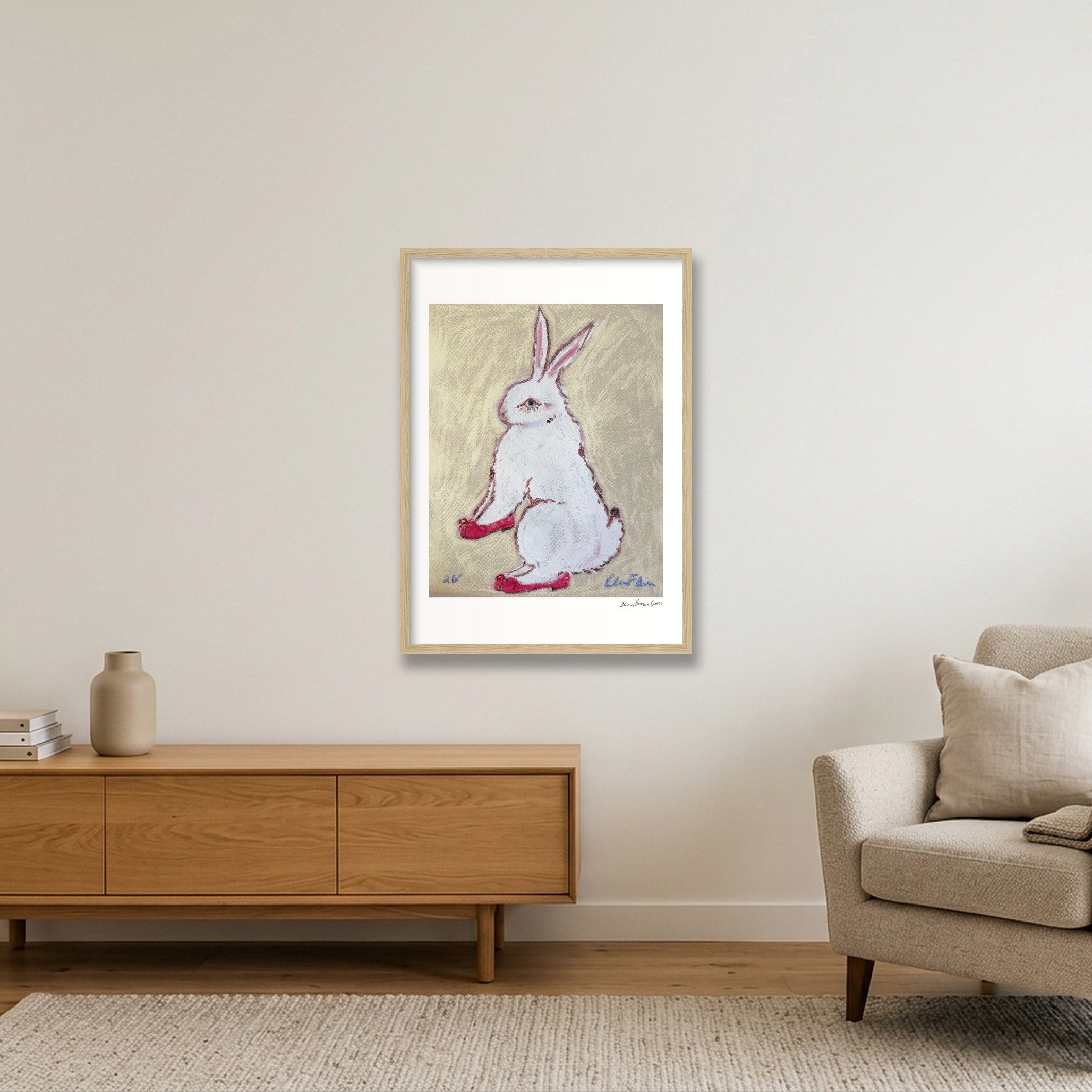 bun in repettos — A2 (42×59cm, 17×23") Oak Frame