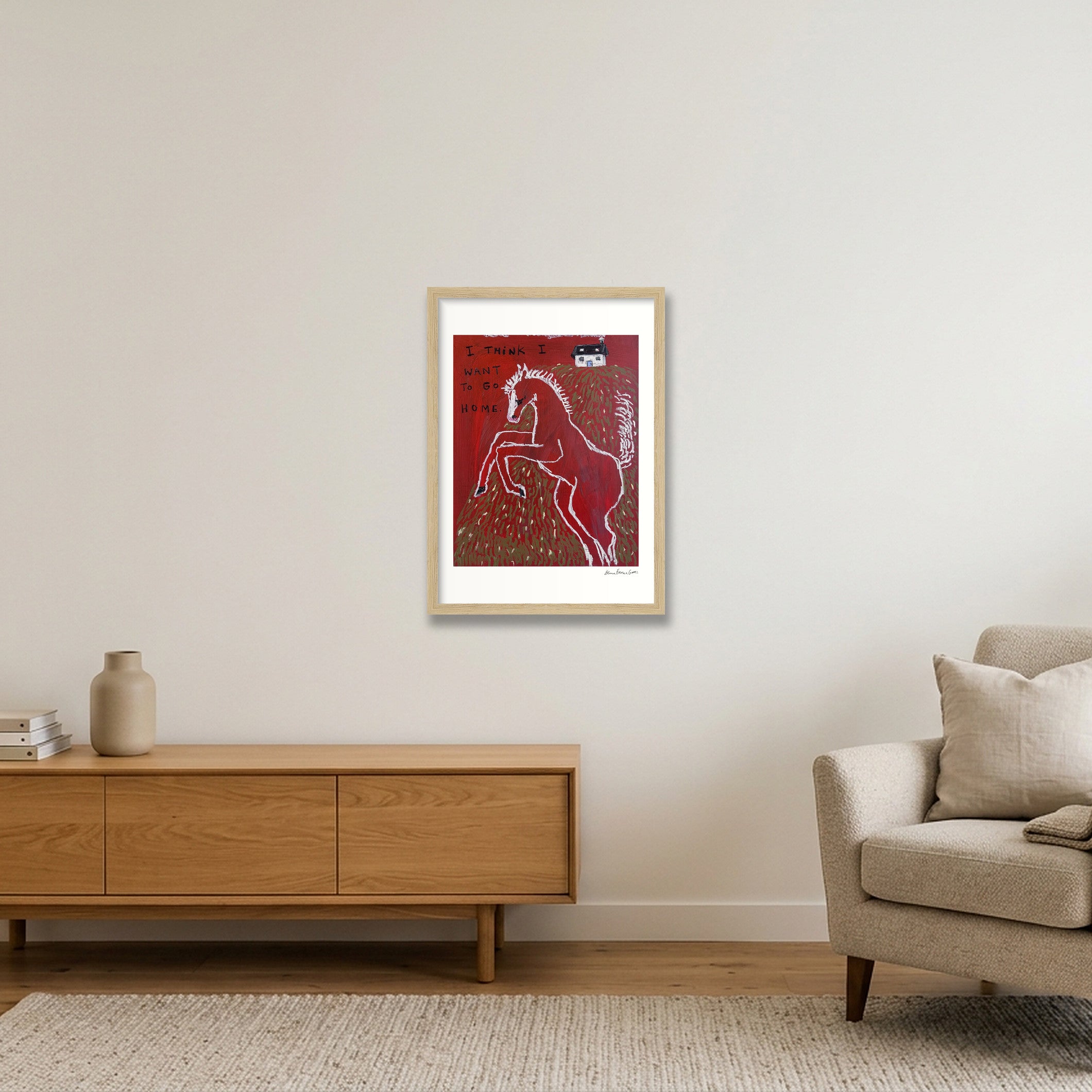 i want to go home — A3 (30×42cm, 12×17") Oak Frame