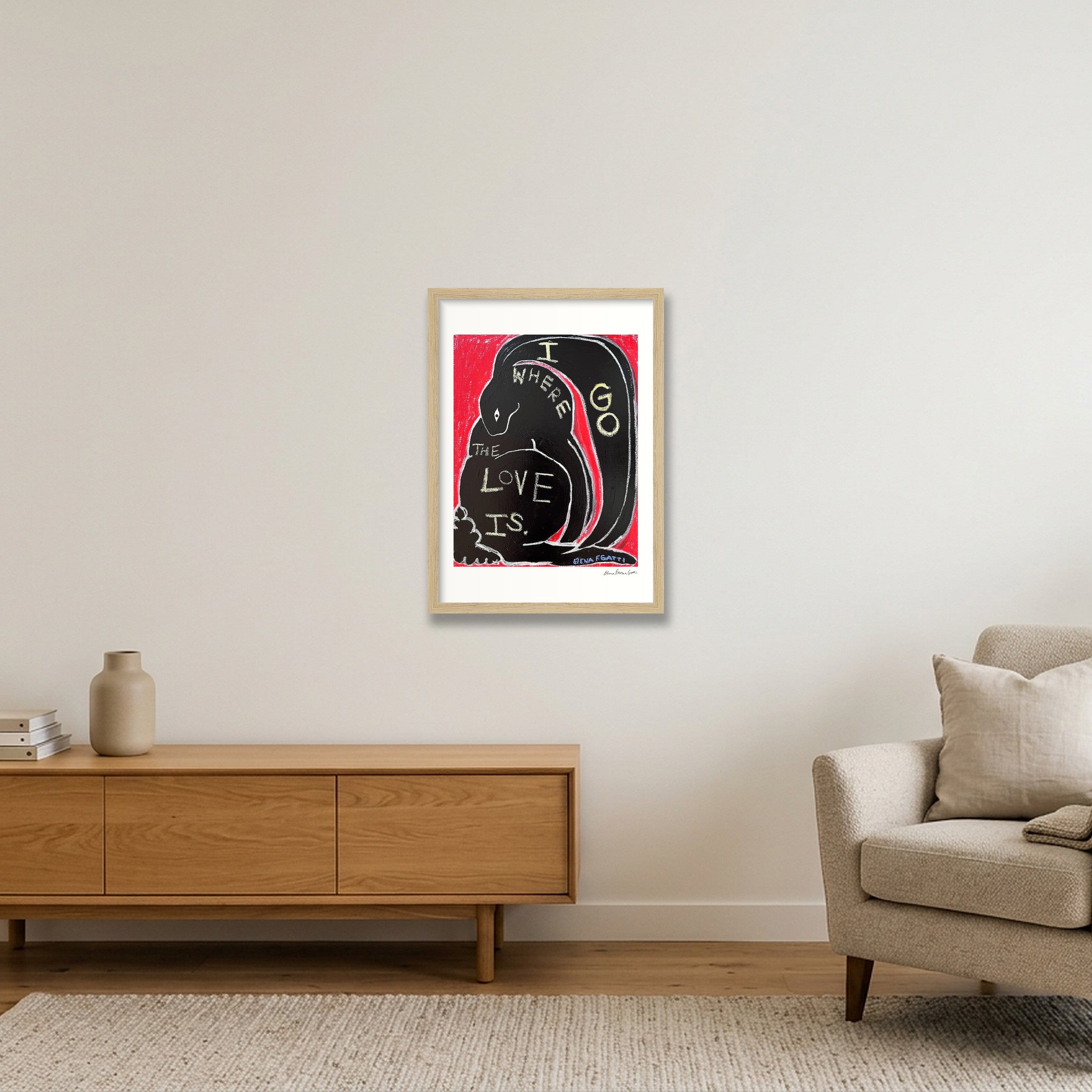i go where the love is — A3 (30×42cm, 12×17") Oak Frame