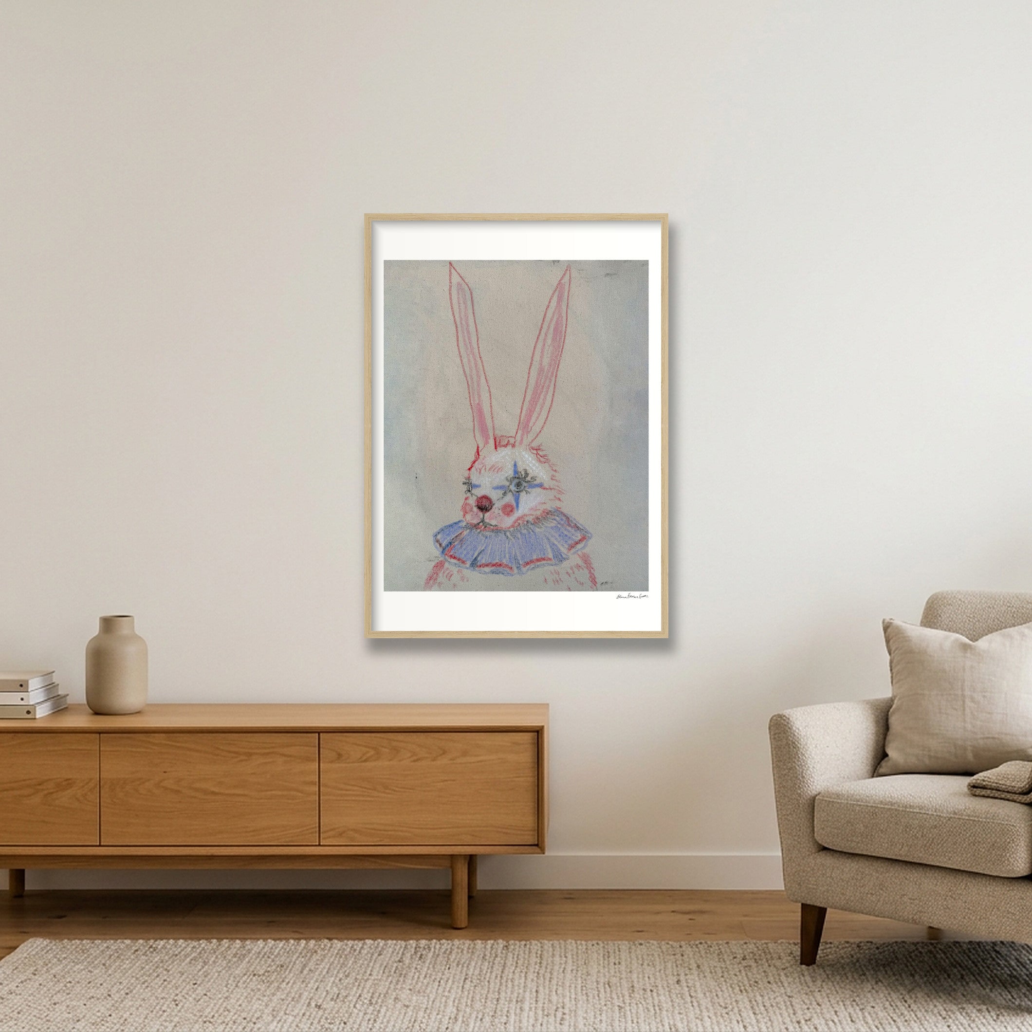the original clown bun — A1 (59×84cm, 23×33") Oak Frame