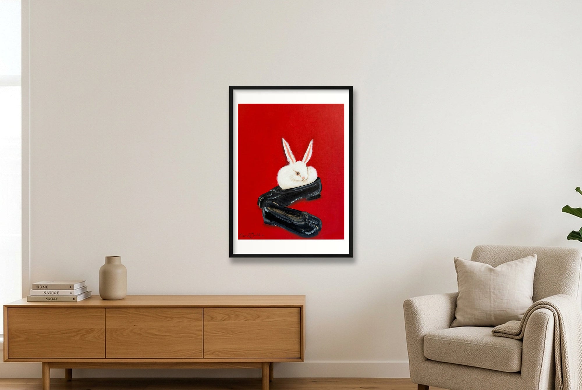 dust bunny in tabis — A1 (59×84cm, 23×33") Black Frame