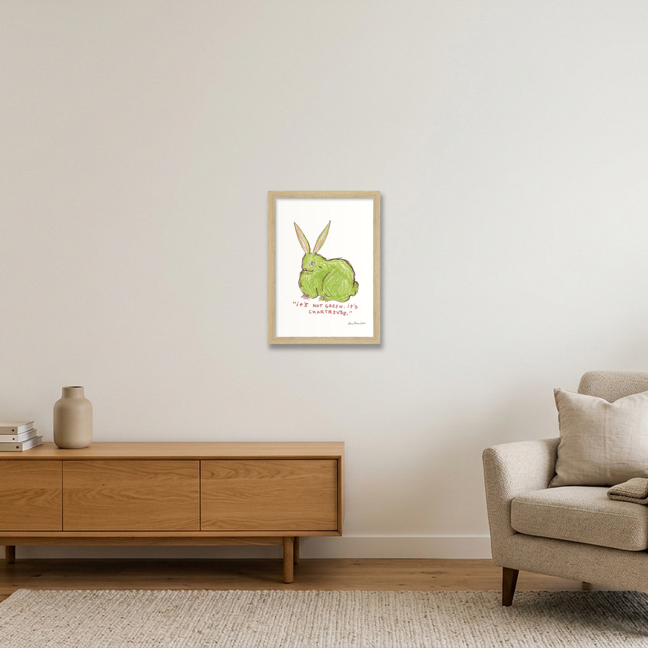 chartreuse bun — A4 (21×30cm, 8×12") Oak Frame