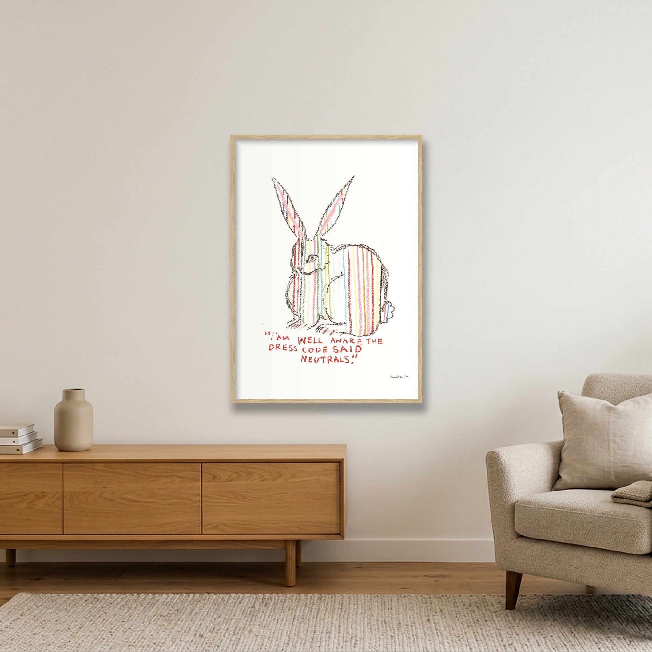 neutral bun — A1 (59×84cm, 23×33") Oak Frame