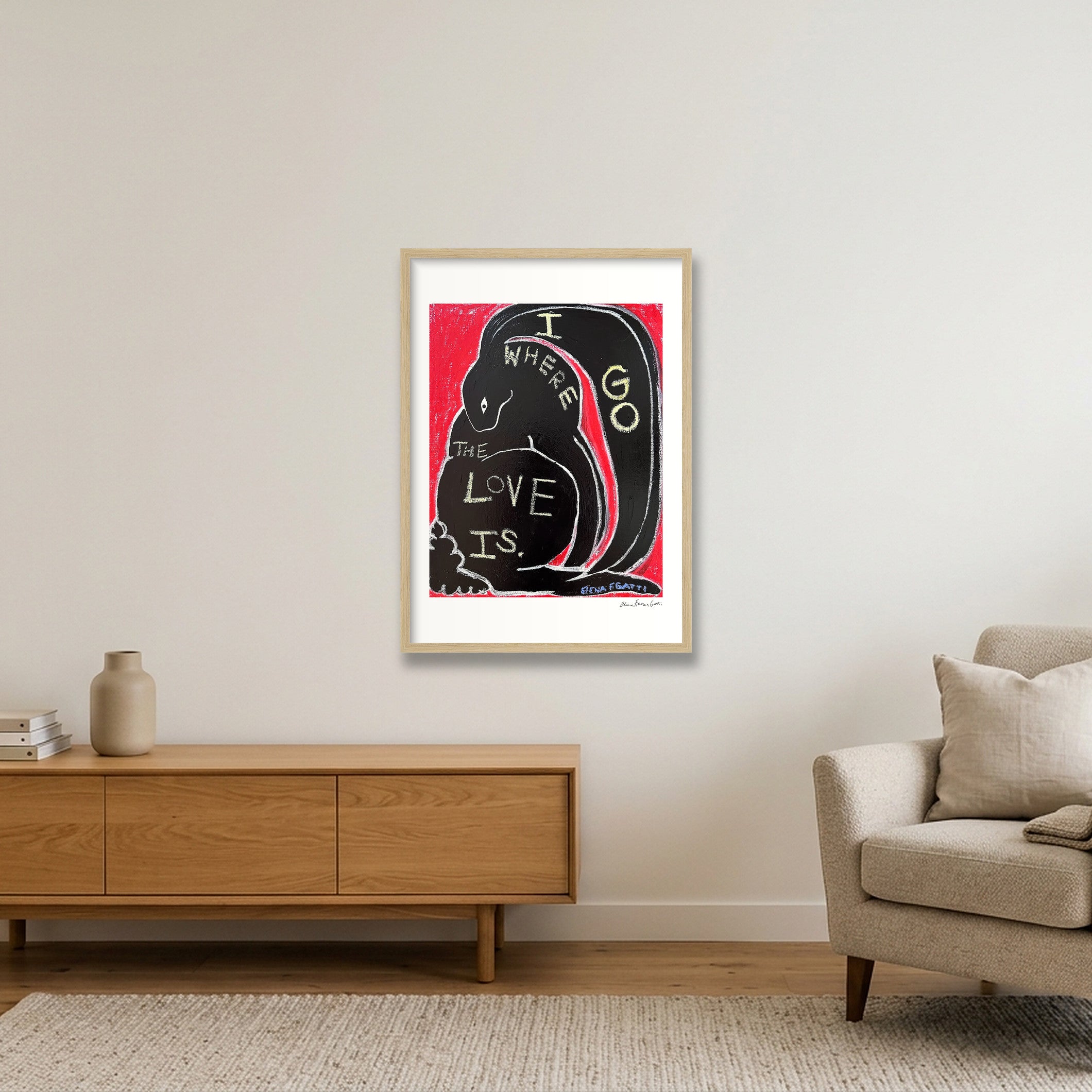 i go where the love is — A2 (42×59cm, 17×23") Oak Frame