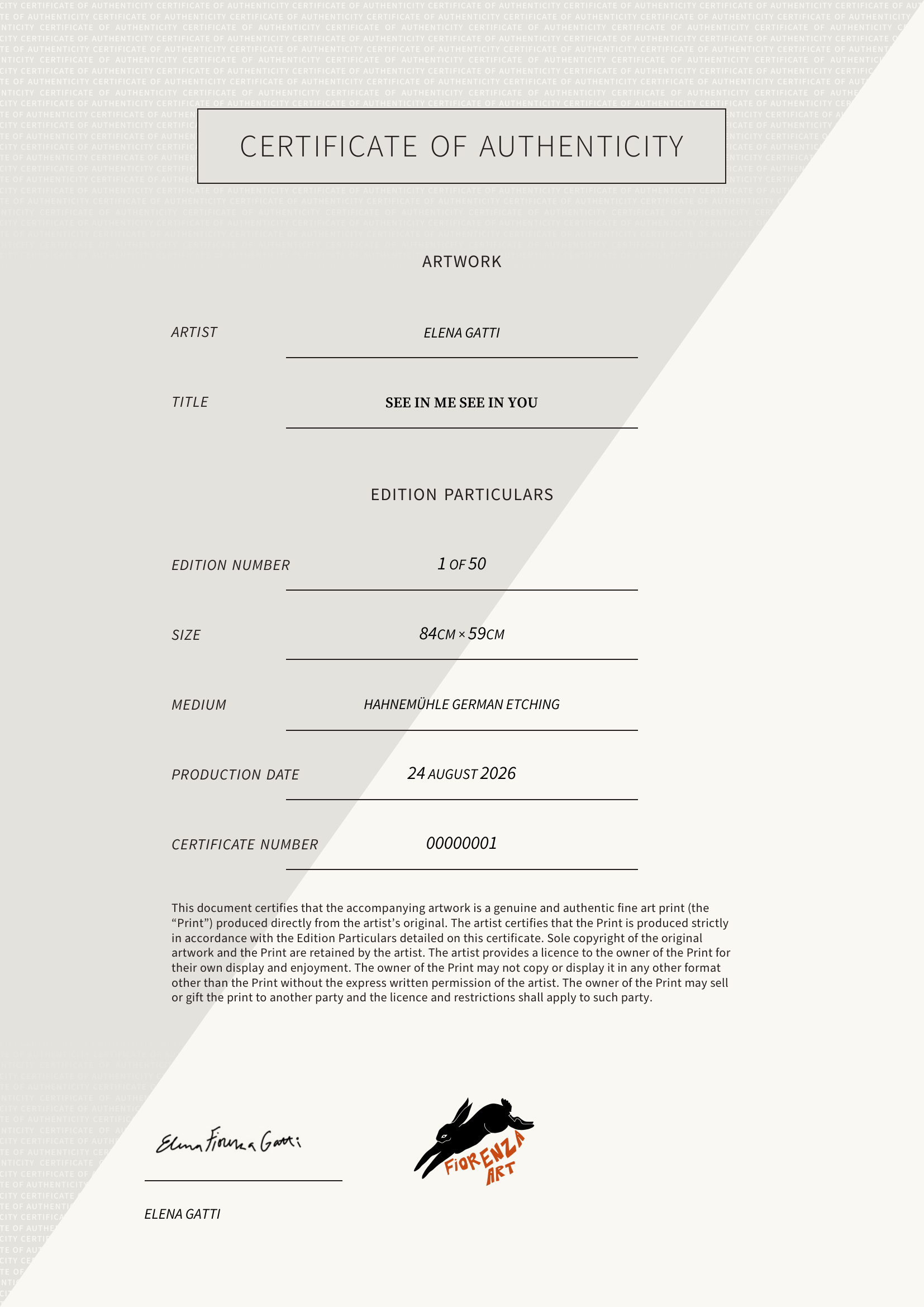 see in me see in you — Certificate of Authenticity