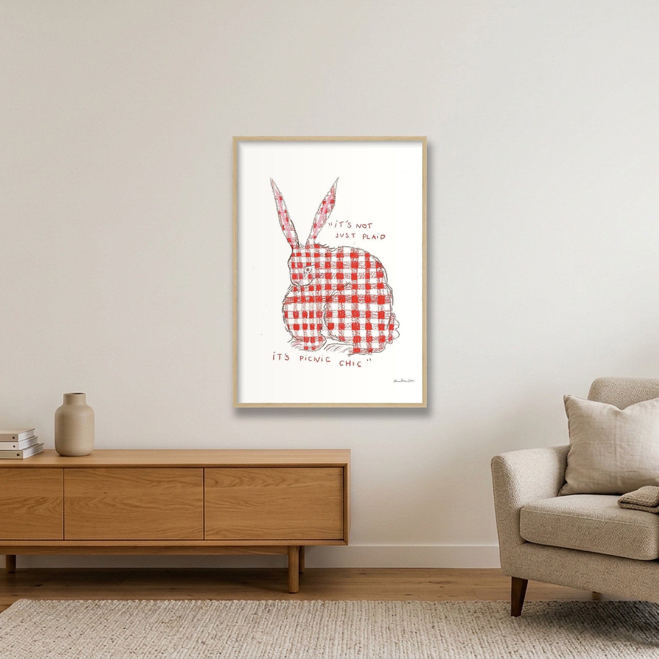 picnic bun — A1 (59×84cm, 23×33") Oak Frame