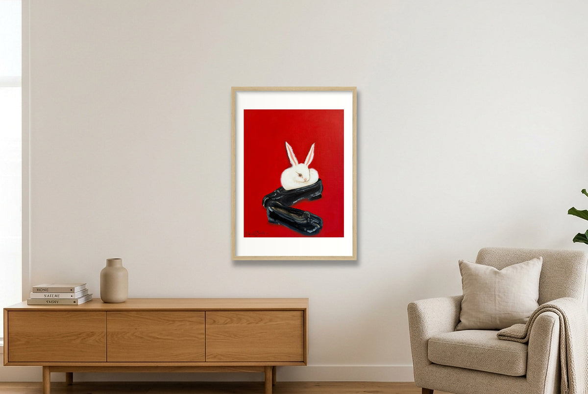 dust bunny in tabis — A2 (42×59cm, 17×23") Oak Frame