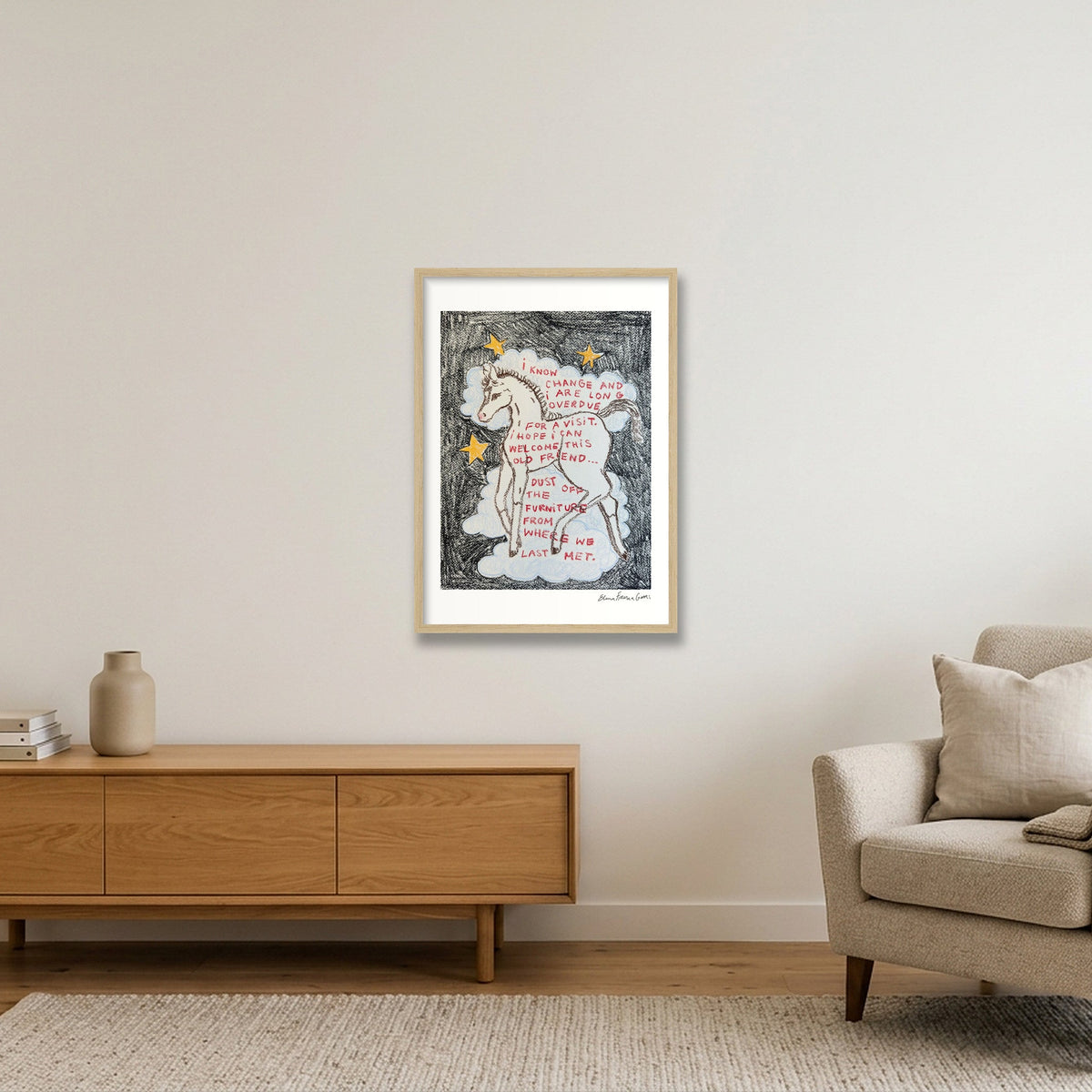 an old friend — A2 (42×59cm, 17×23") Oak Frame