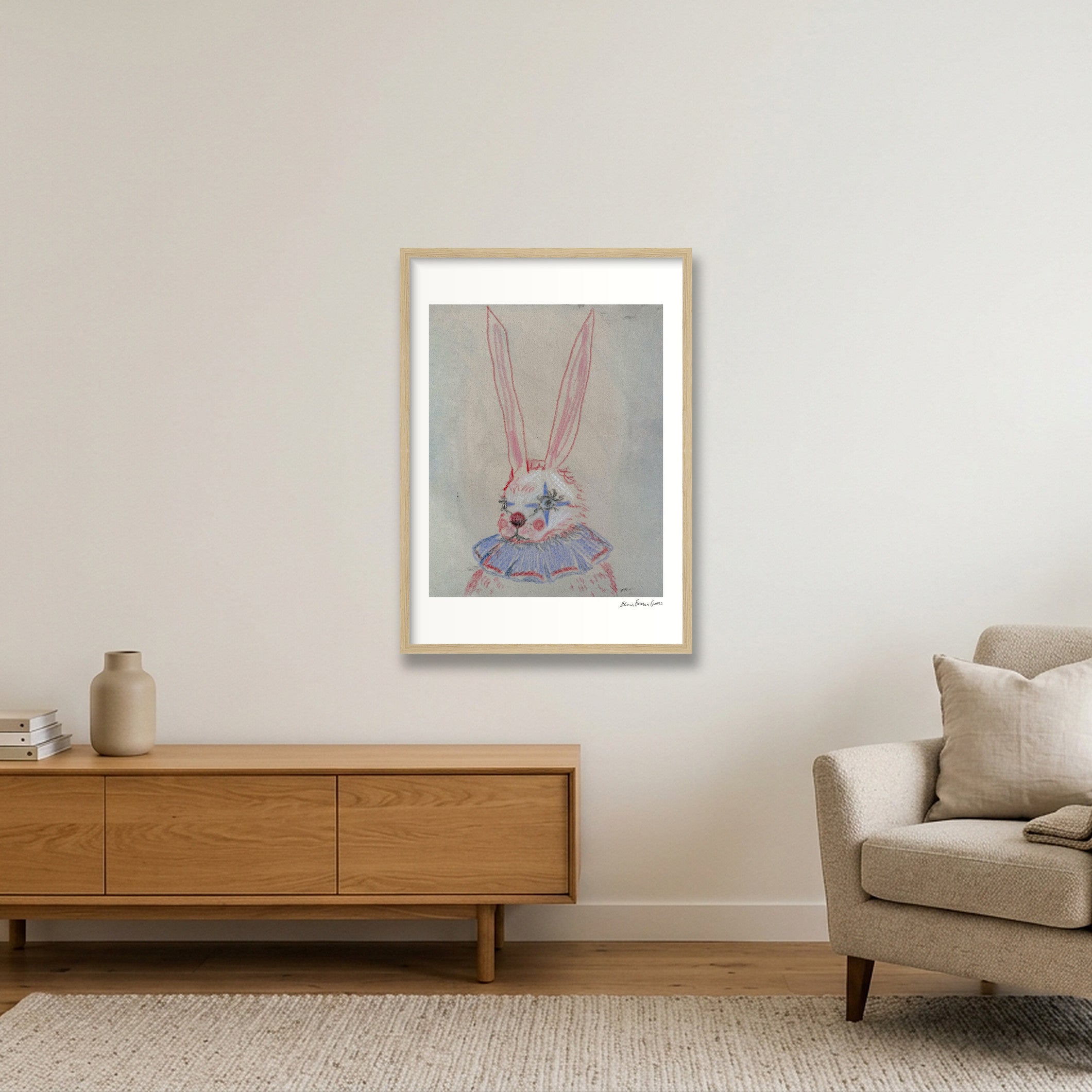 the original clown bun — A2 (42×59cm, 17×23") Oak Frame