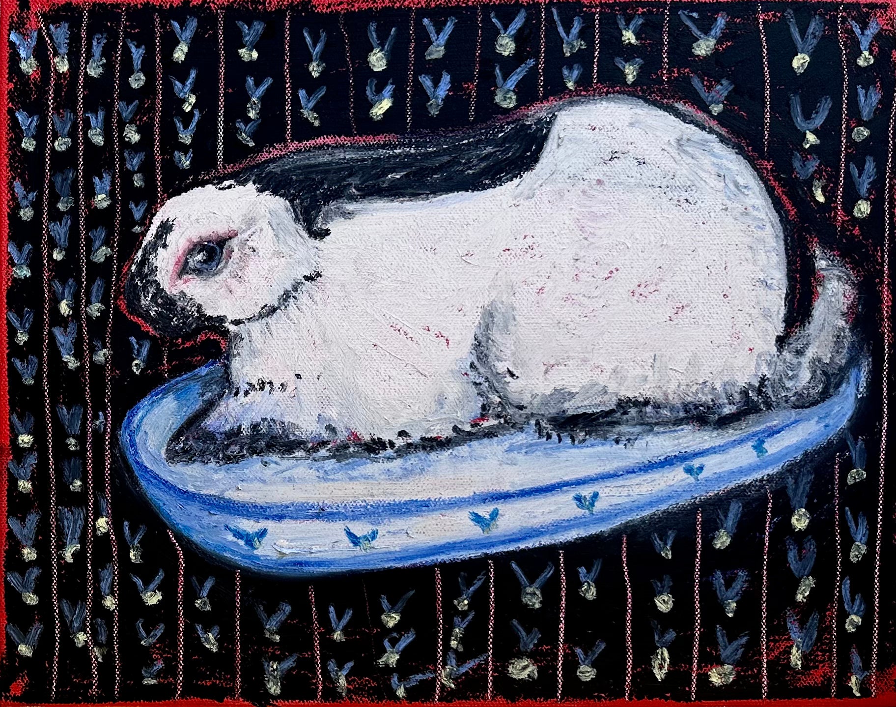 rabbit in a tray