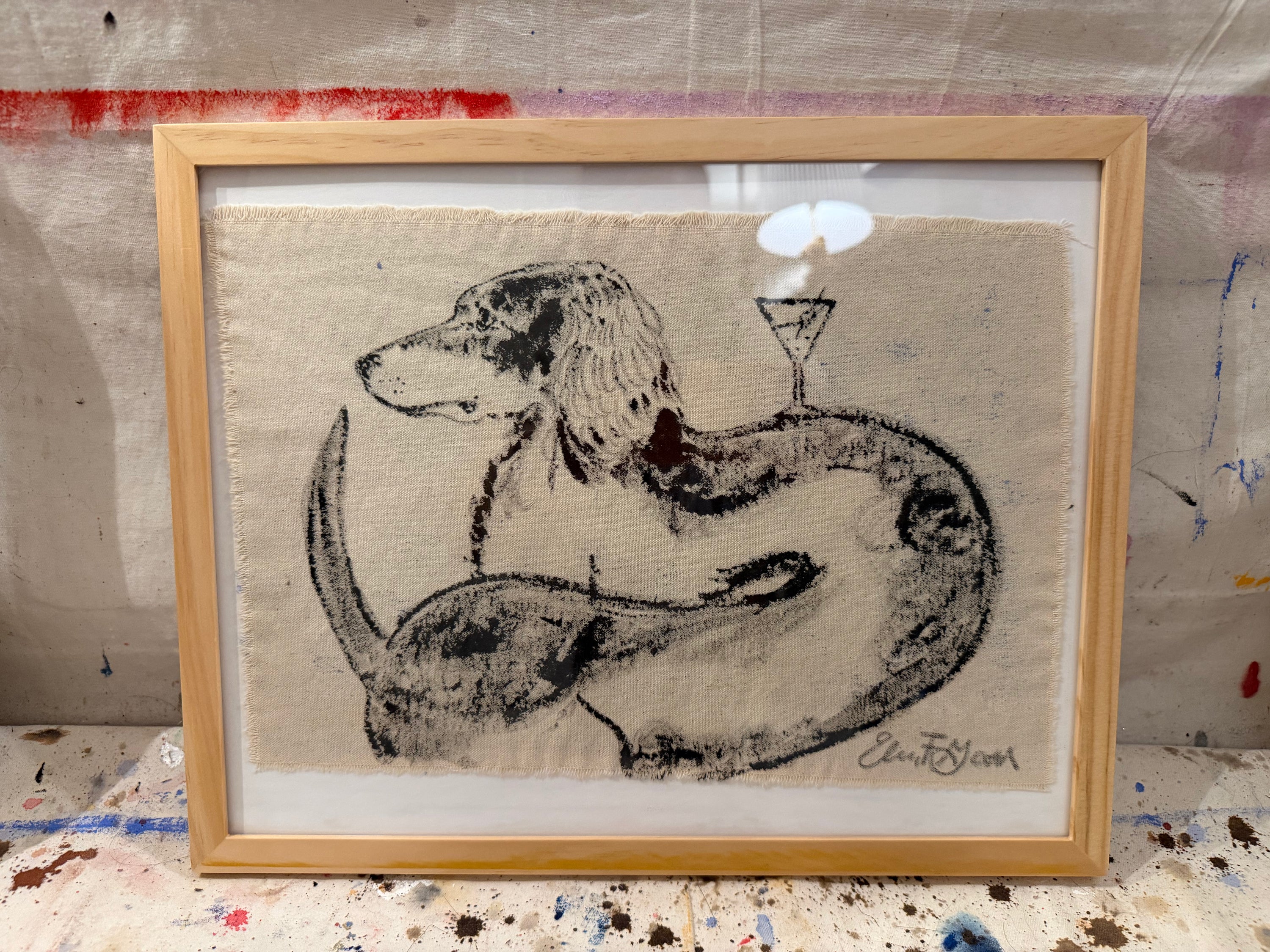 dachshund with a martini