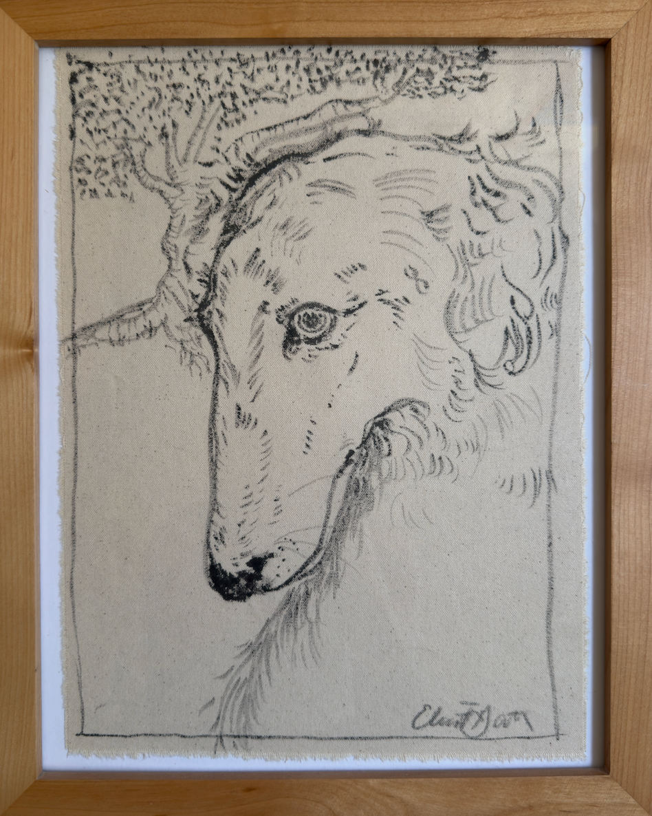 Borzoi in the garden