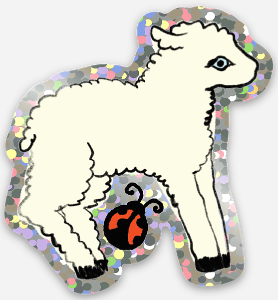 glitter lamb sticker