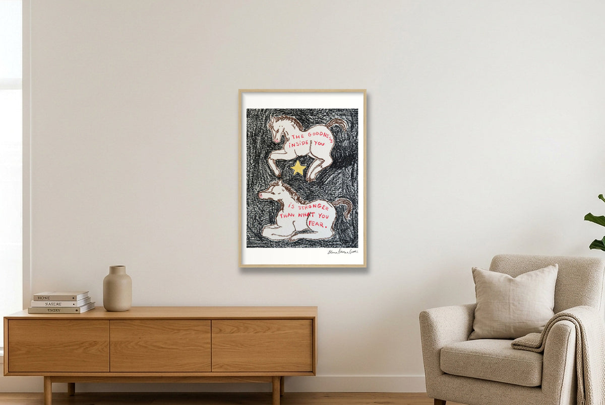 goodness inside you (horses) — A1 (59×84cm, 23×33") Oak Frame