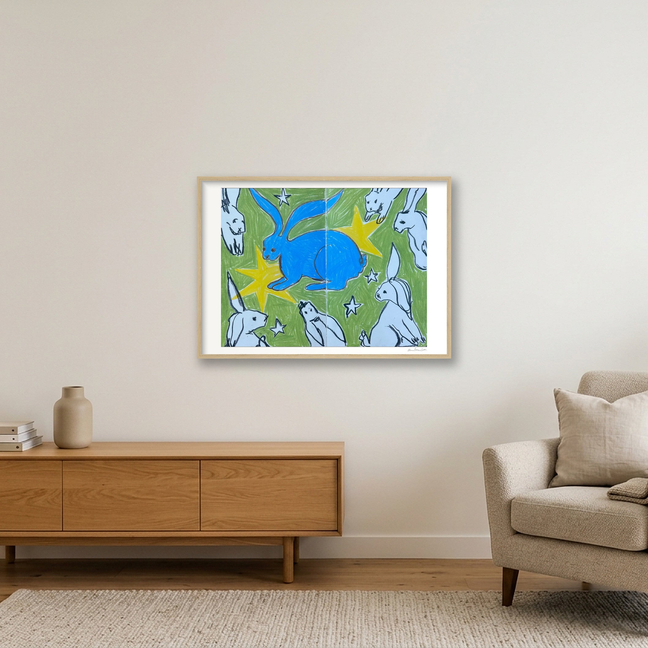 the blue bun — A1 (84×59cm, 33×23") Oak Frame