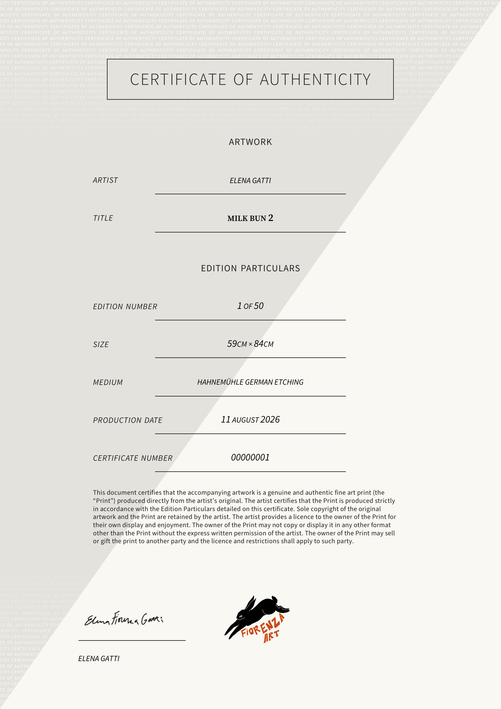 milk bun 2 — Certificate of Authenticity