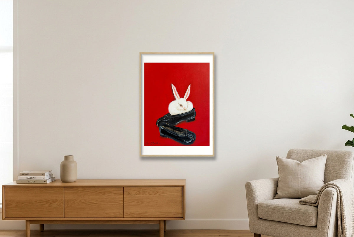 dust bunny in tabis — A1 (59×84cm, 23×33") Oak Frame