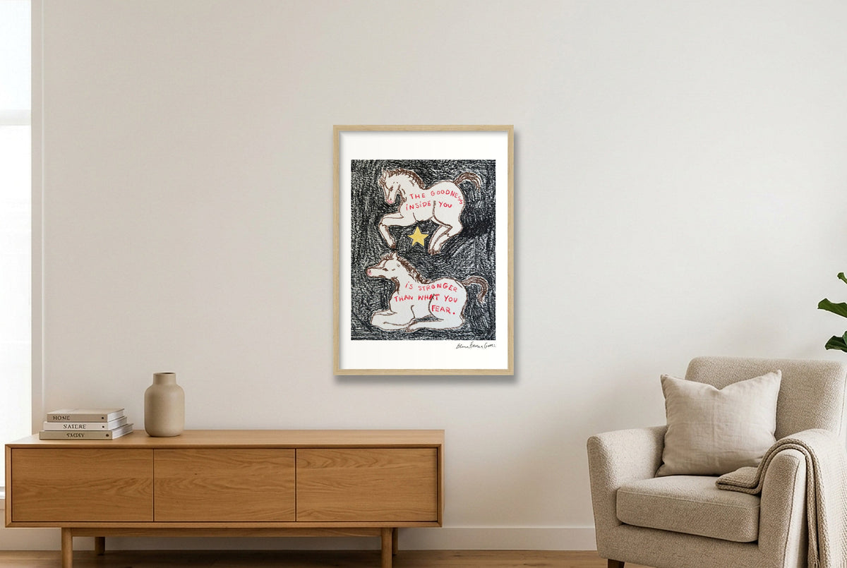 goodness inside you (horses) — A2 (42×59cm, 17×23") Oak Frame