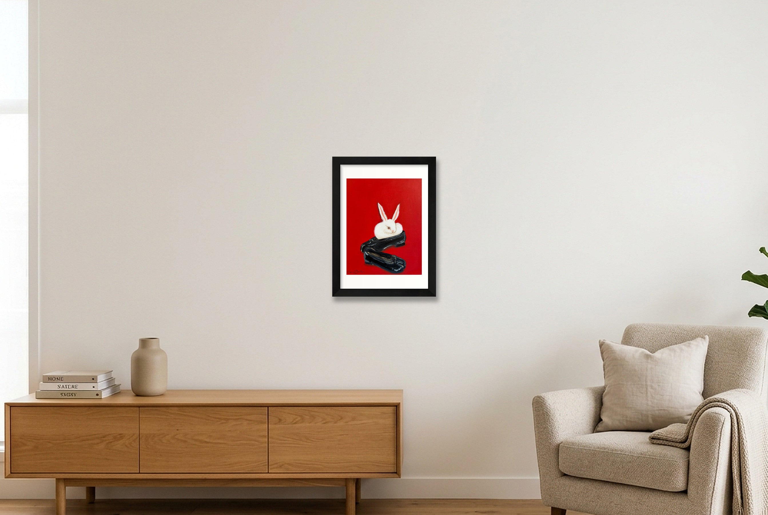 dust bunny in tabis — A4 (21×30cm, 8×12") Black Frame