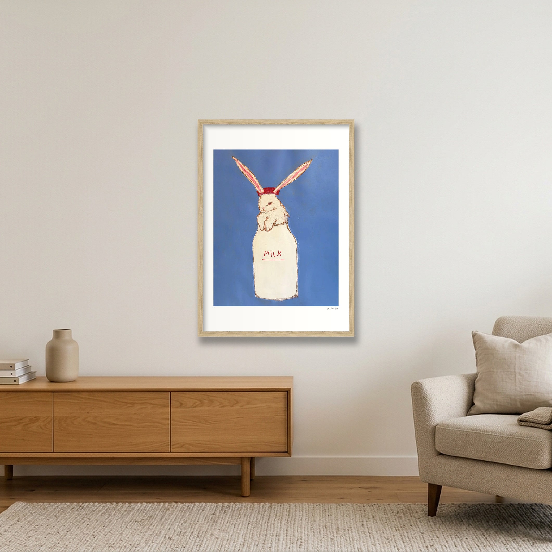 milk bun 2 — A2 (42×59cm, 17×23") Oak Frame