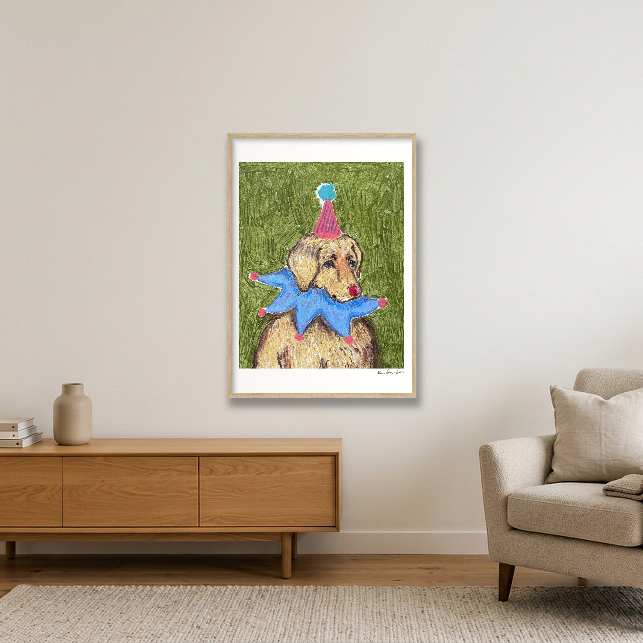 golden drama baby — A1 (59×84cm, 23×33") Oak Frame