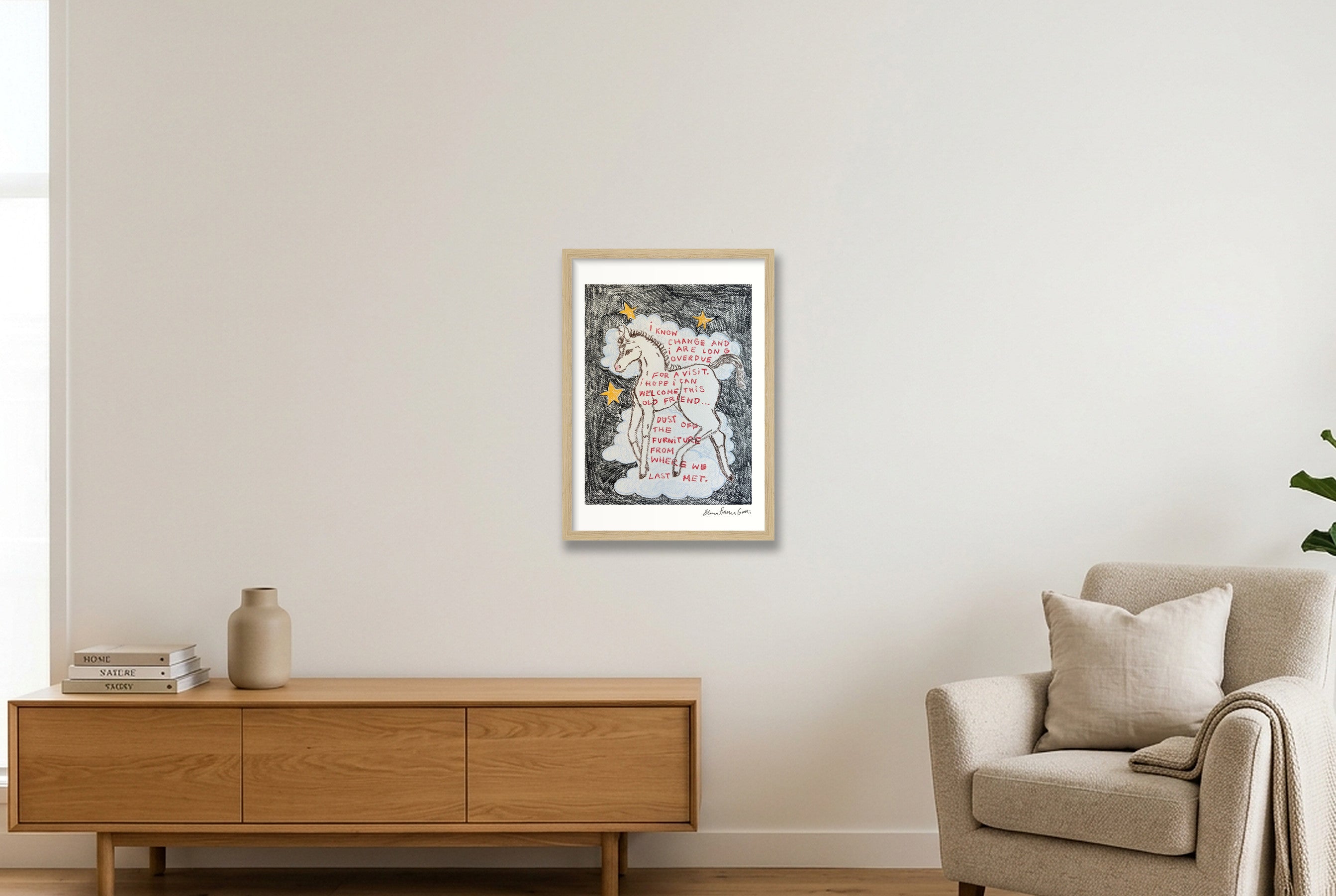 an old friend — A3 (30×42cm, 12×17") Oak Frame
