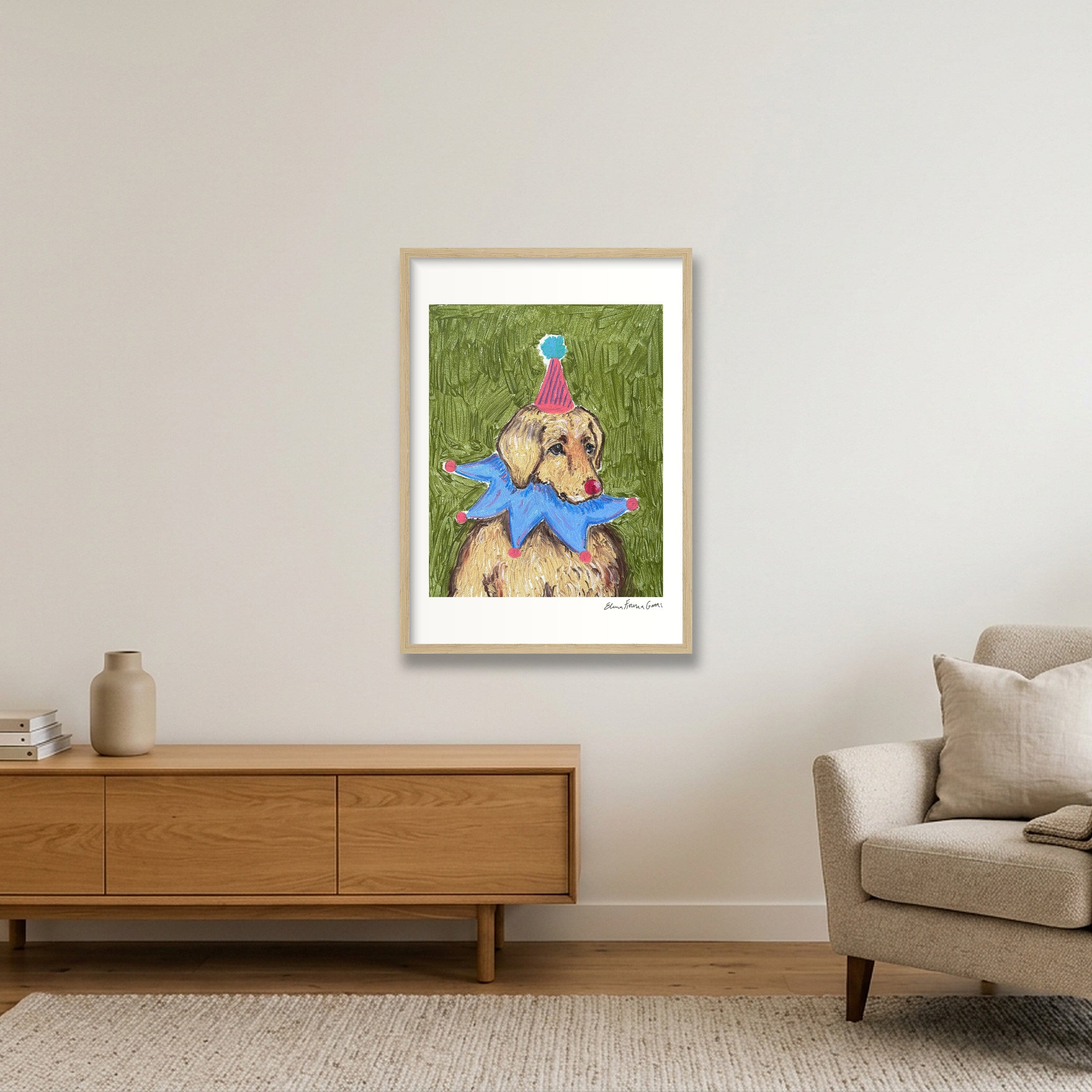 golden drama baby — A2 (42×59cm, 17×23") Oak Frame