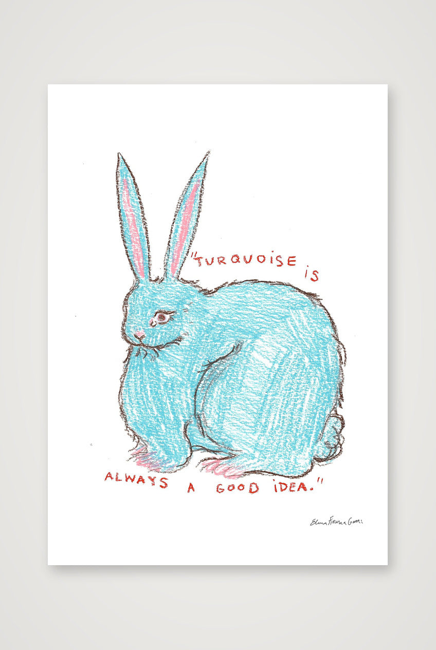 turquoise bun — A2 (42×59cm, 17×23") Print only