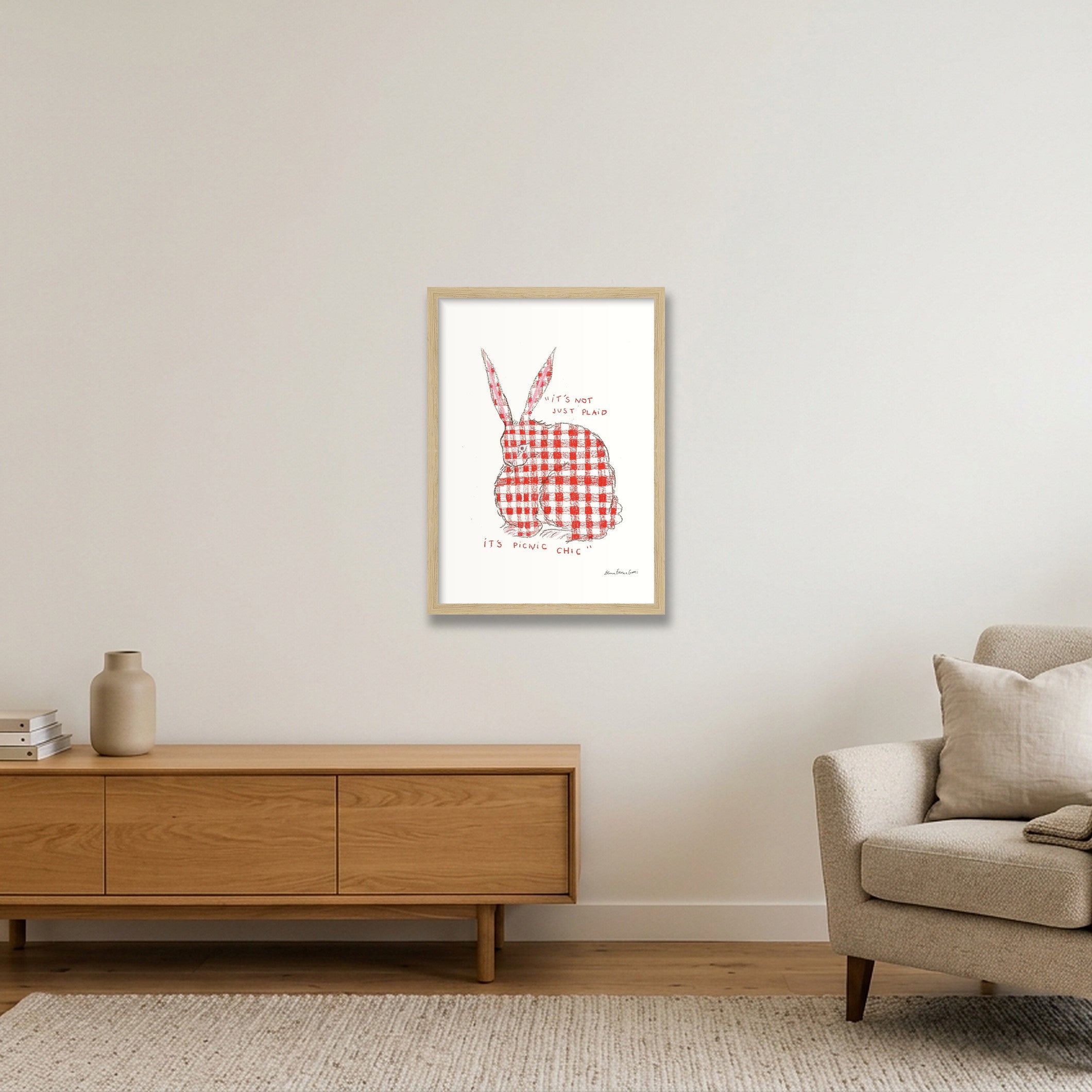 picnic bun — A3 (30×42cm, 12×17") Oak Frame