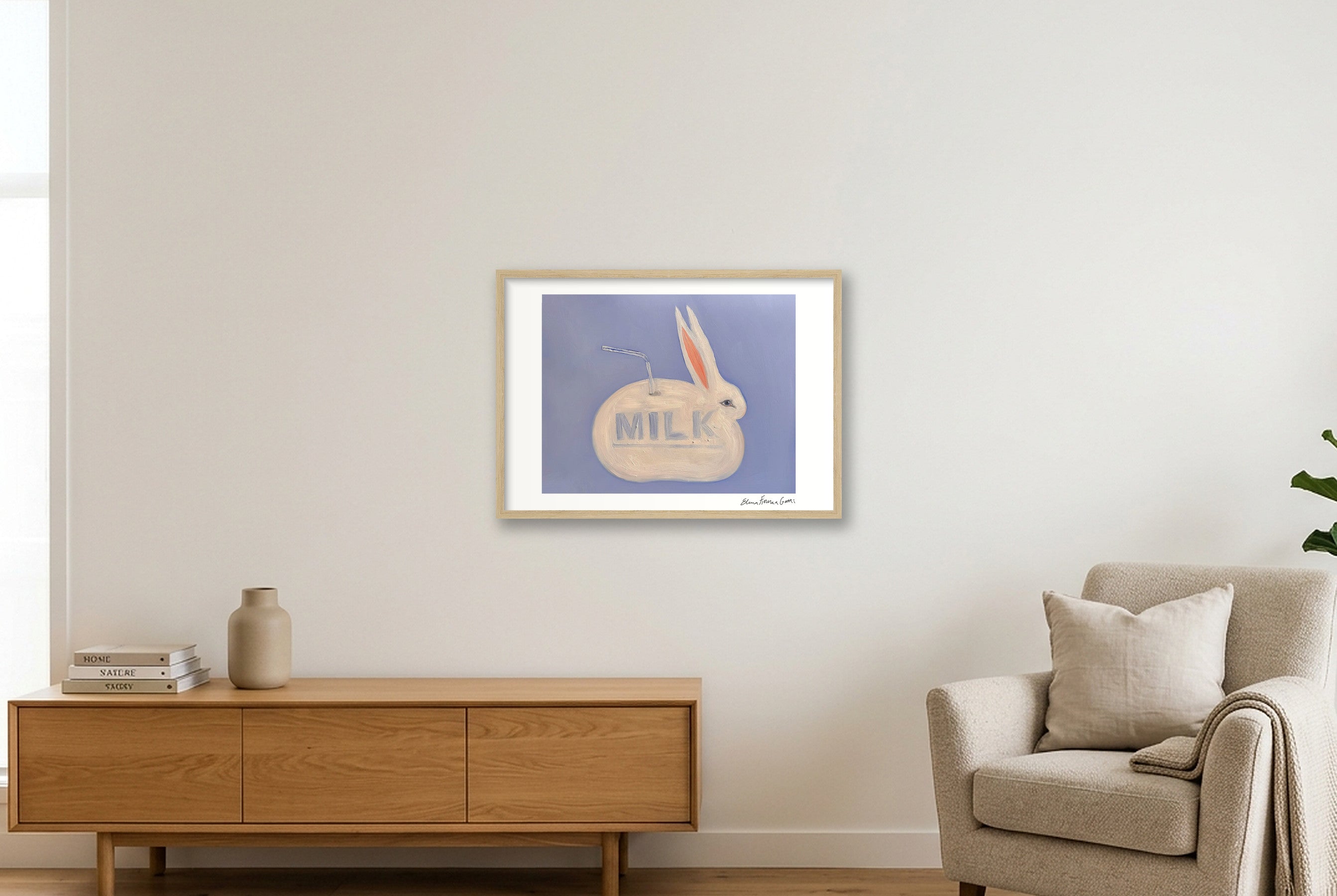 milk bun — A2 (59×42cm, 23×17") Oak Frame
