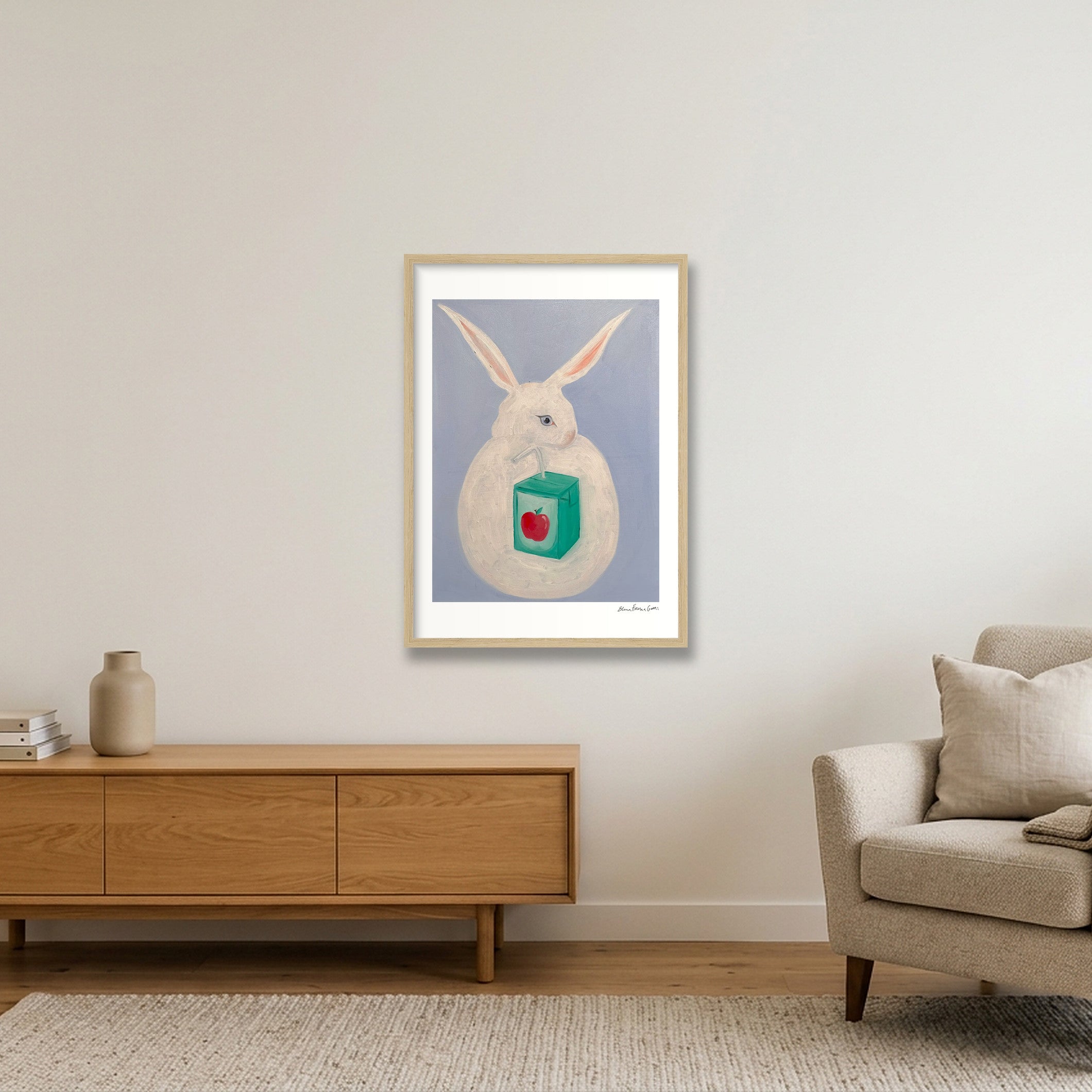 juice box bun — A2 (42×59cm, 17×23") Oak Frame