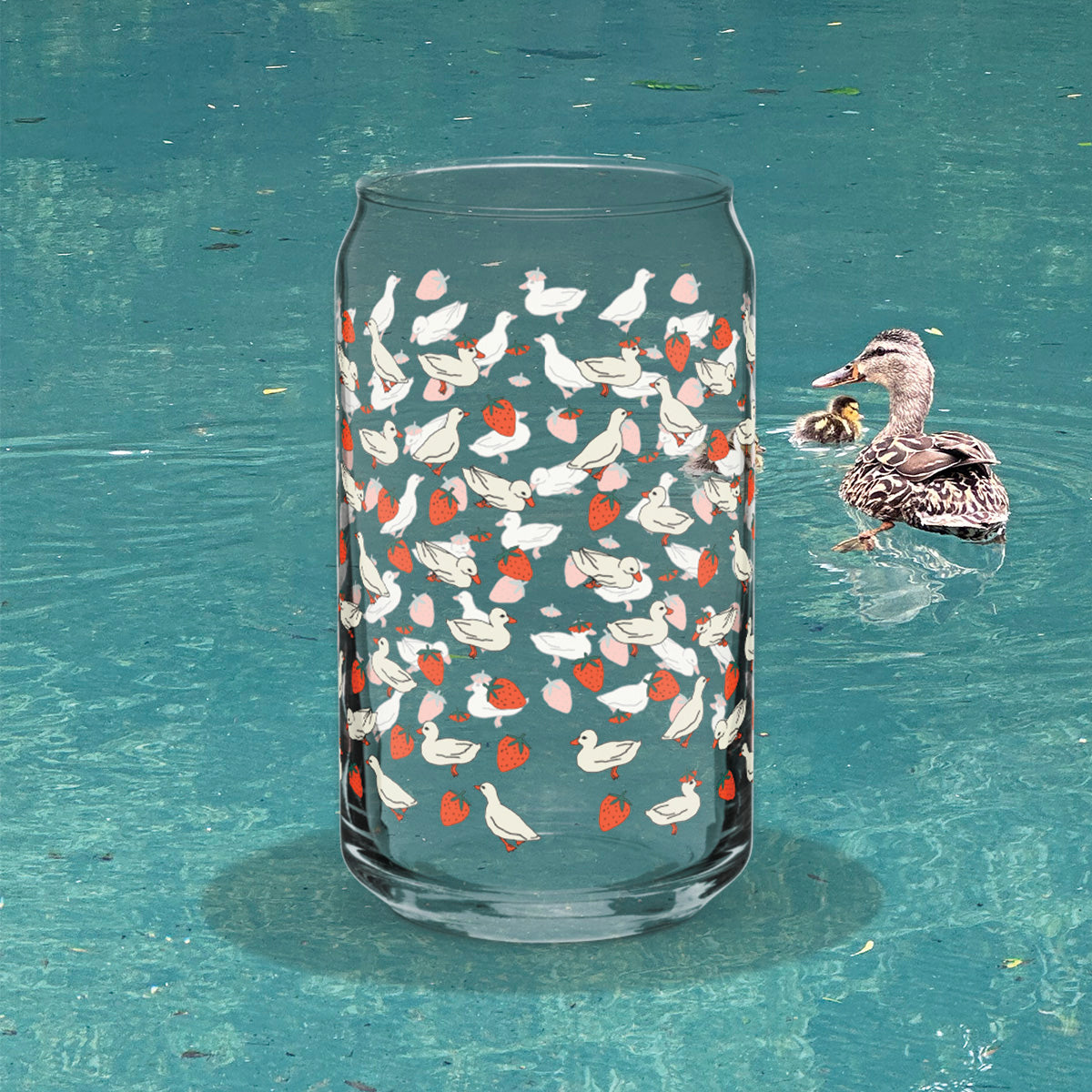 ducks and strawberries glass