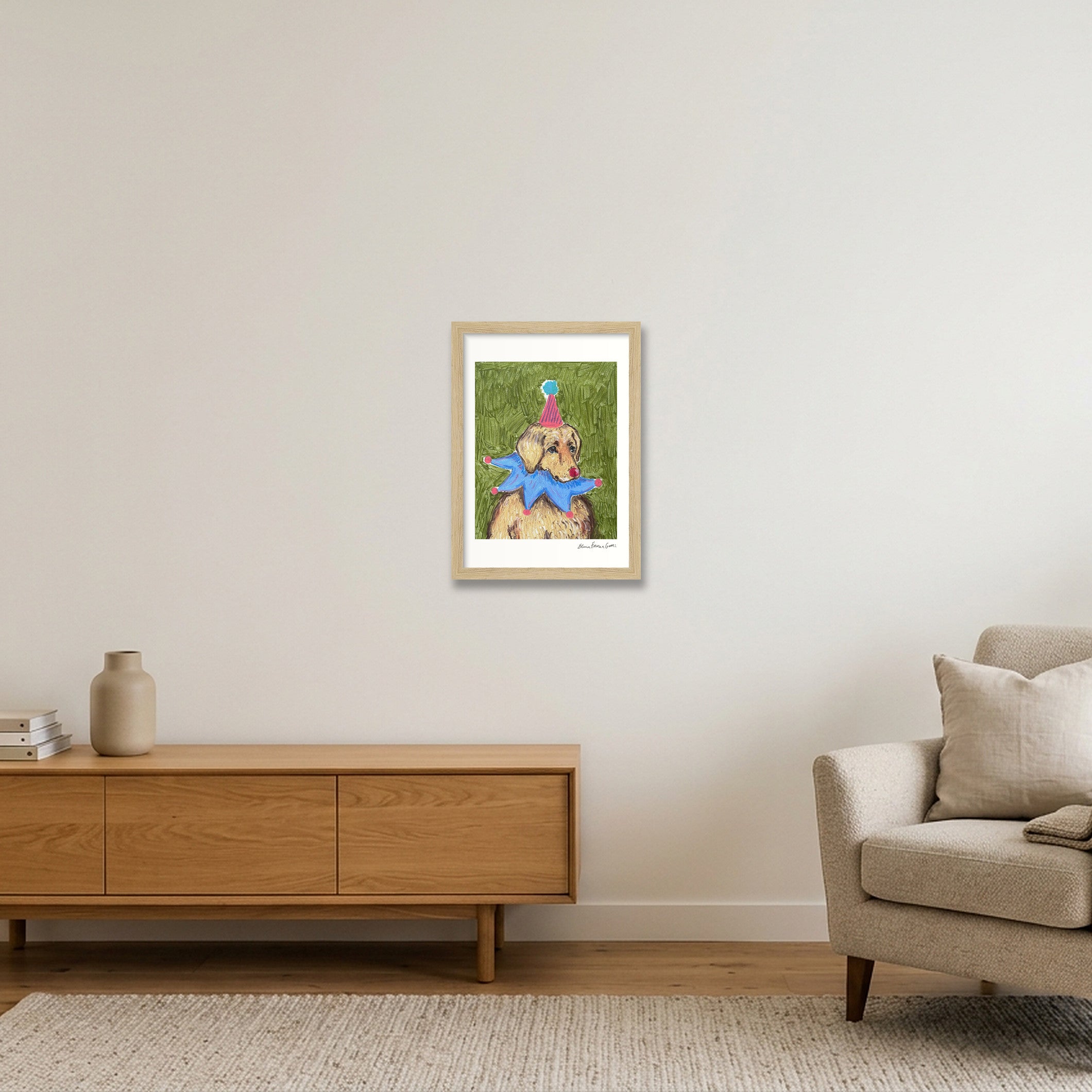 golden drama baby — A4 (21×30cm, 8×12") Oak Frame