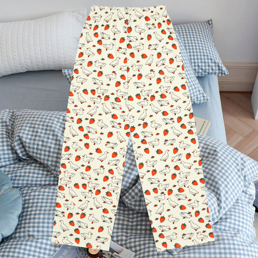 duck & strawberry pj pants